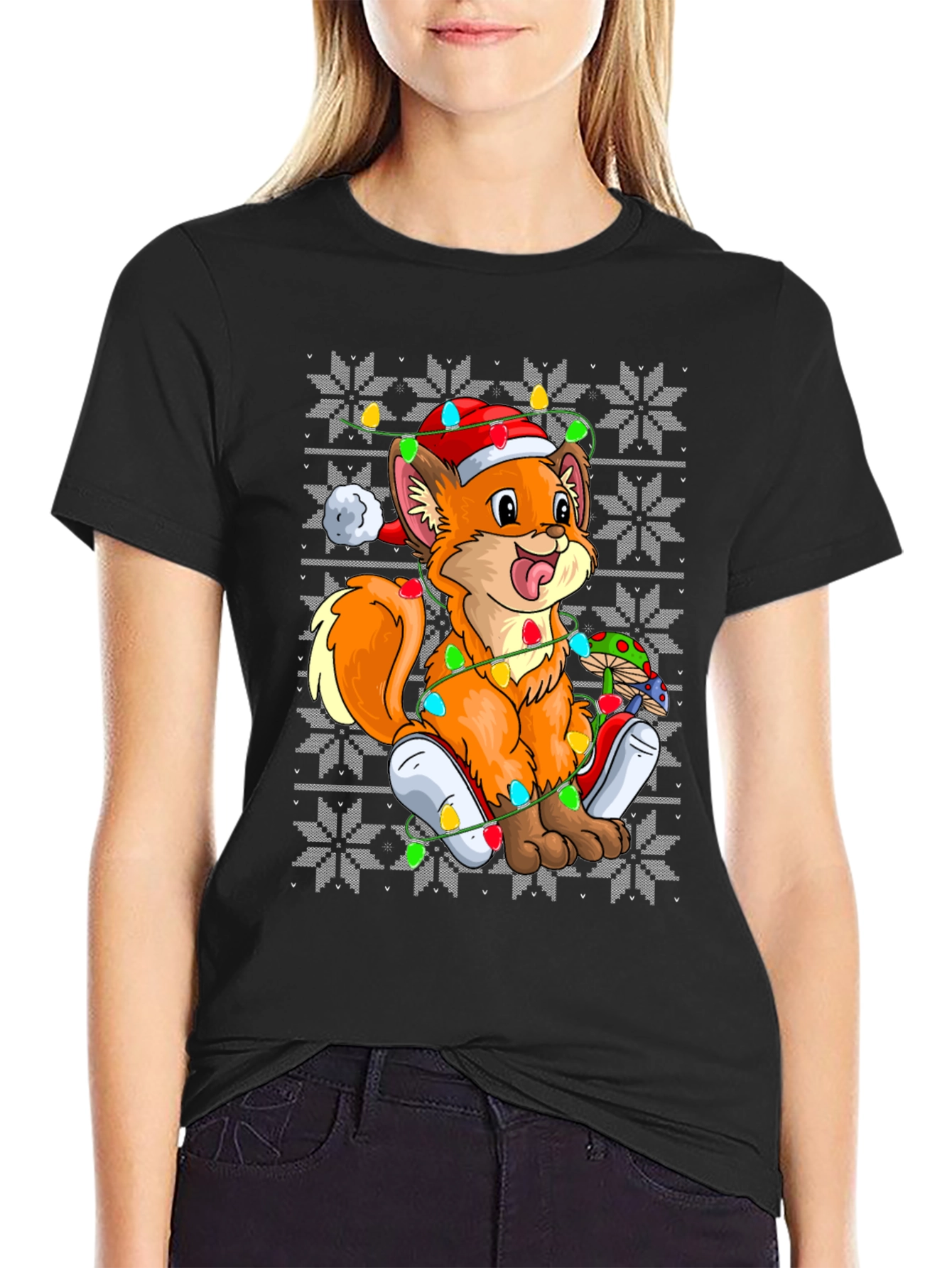 Festive Fox Ugly Christmas Sweater T-Shirt