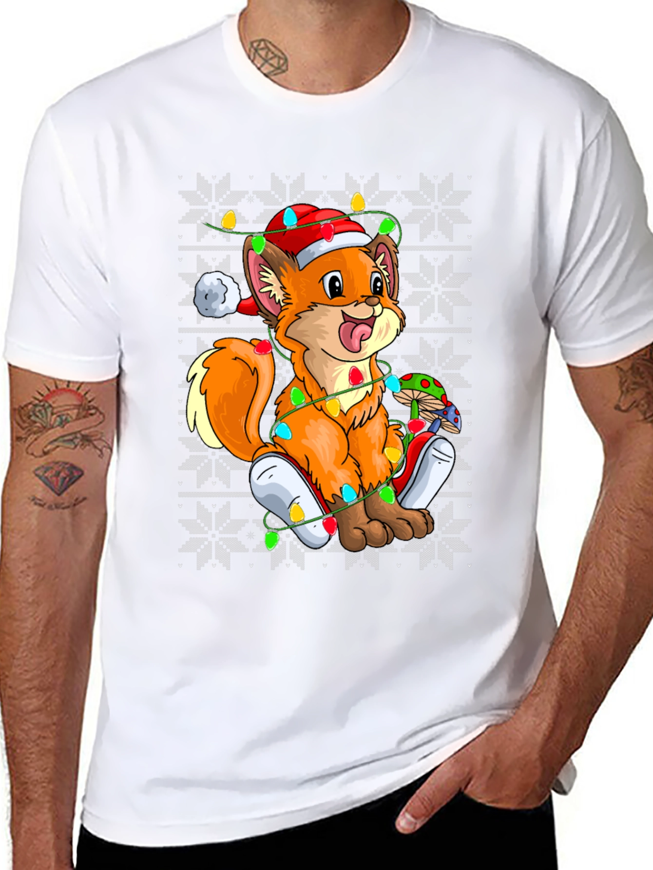 Festive Fox Ugly Christmas Sweater T-Shirt