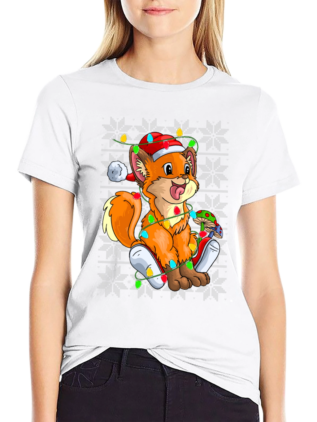 Festive Fox Ugly Christmas Sweater T-Shirt