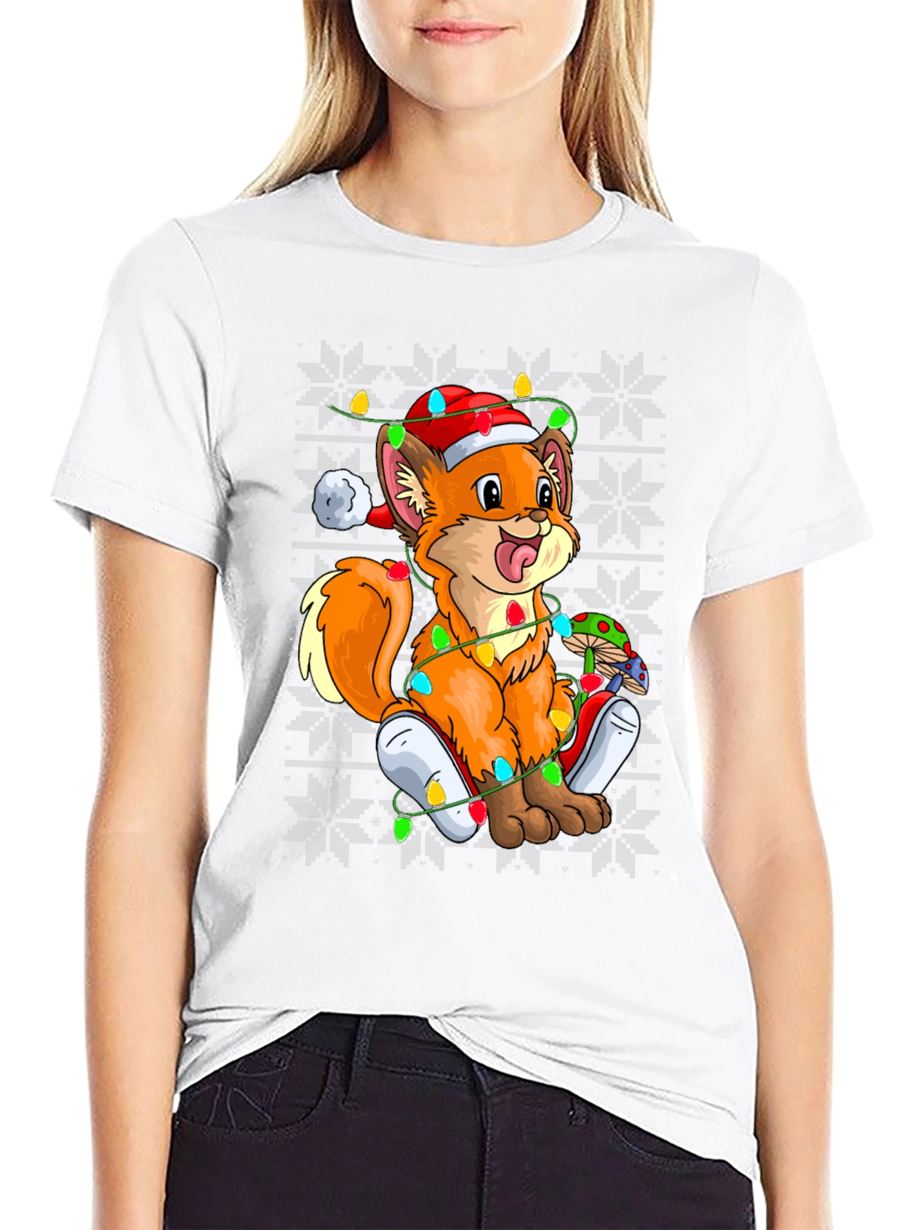 Festive Fox Ugly Christmas Sweater T-Shirt