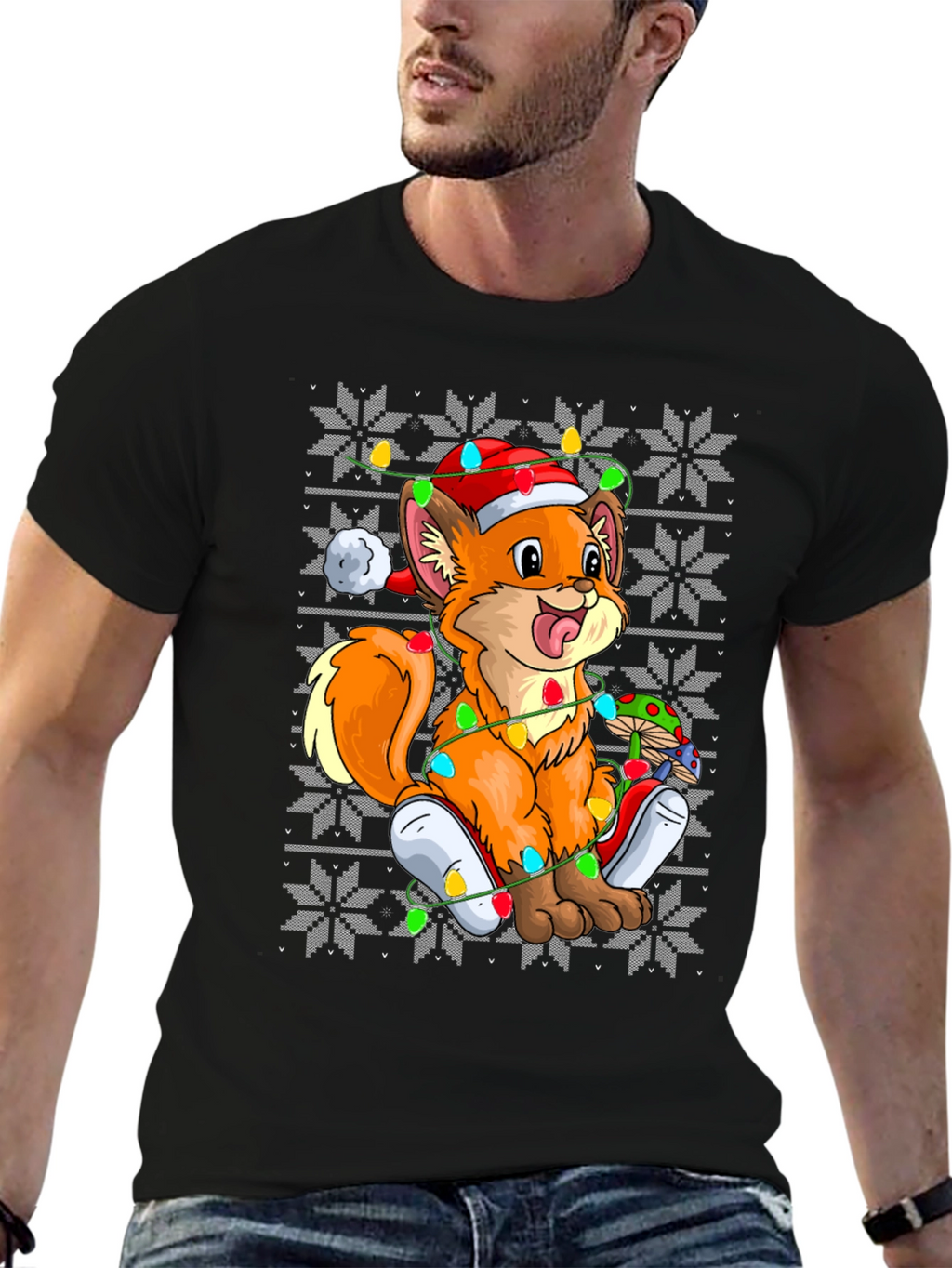Festive Fox Ugly Christmas Sweater T-Shirt