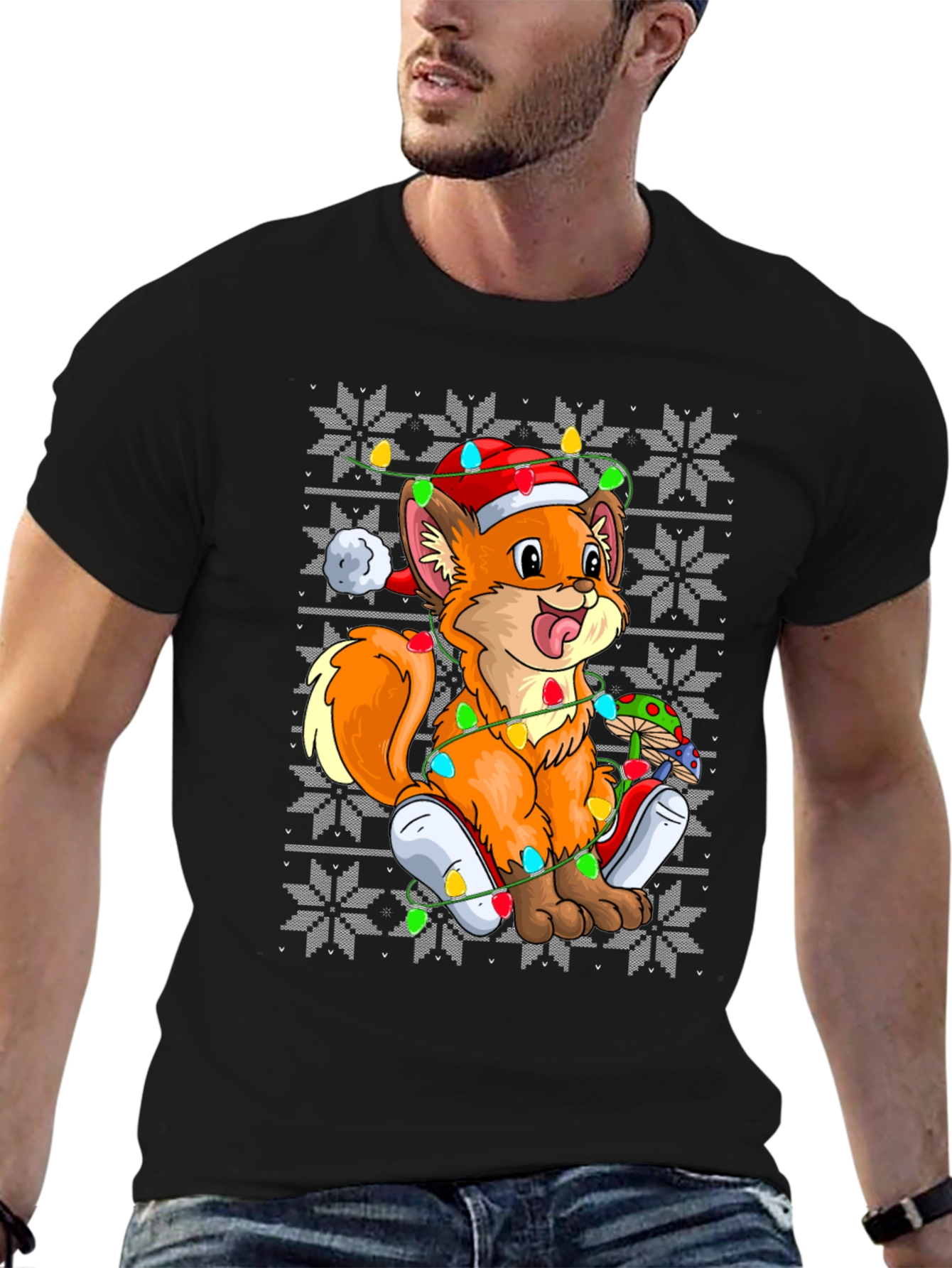 Festive Fox Ugly Christmas Sweater T-Shirt