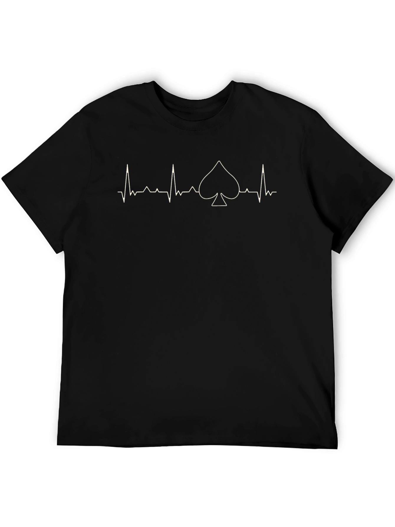 Ace of Spades Heartbeat Graphic T-Shirt - Casual Black Tee