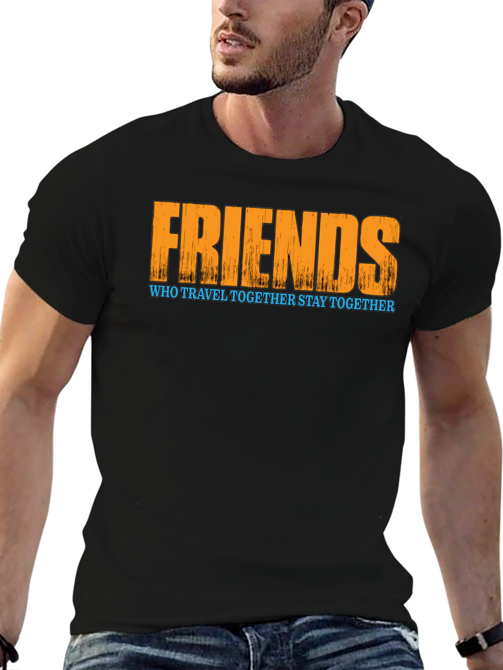 Friends Travel Together T-Shirt - Black Graphic Tee