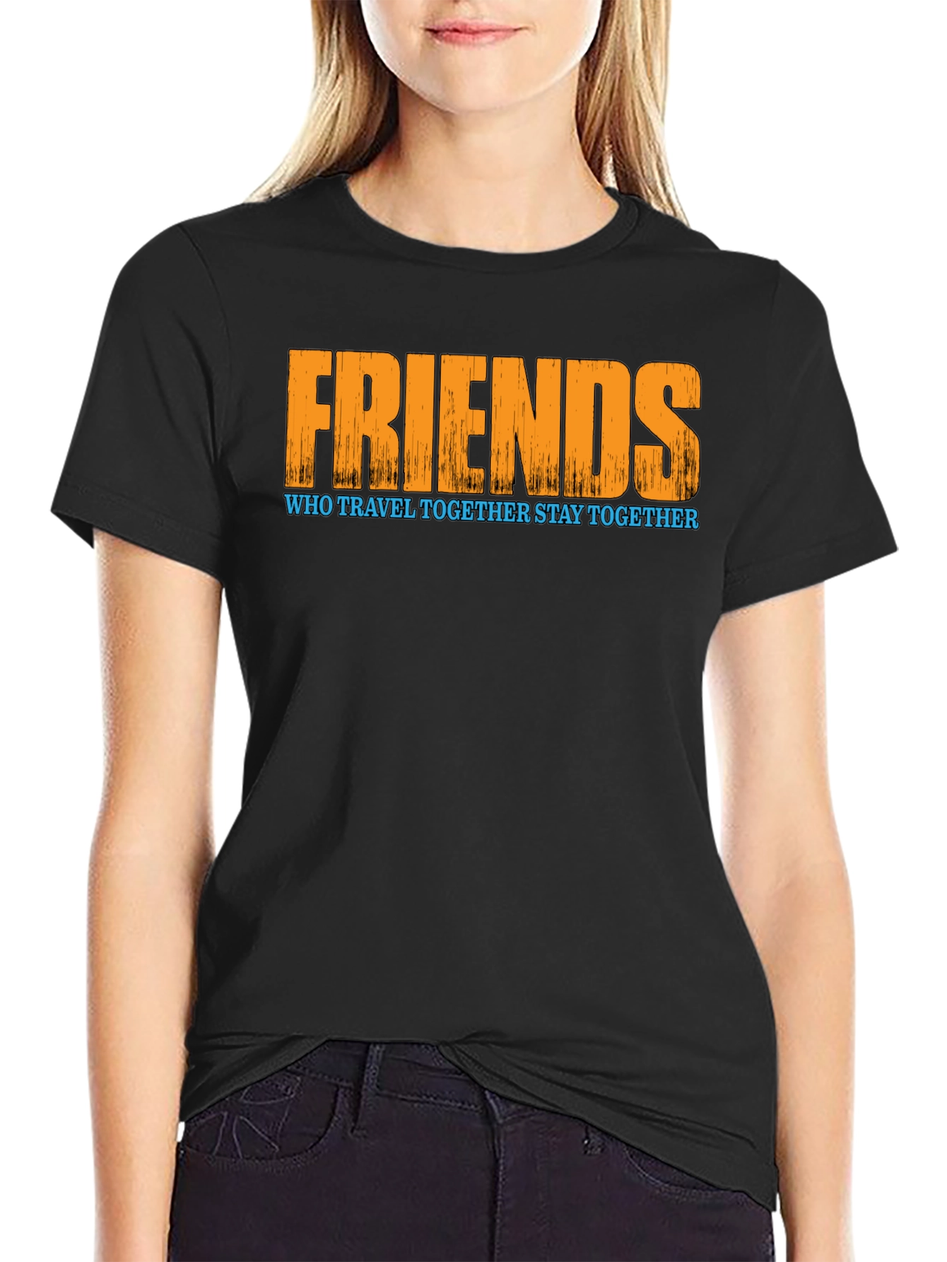 Friends Travel Together T-Shirt - Black Graphic Tee