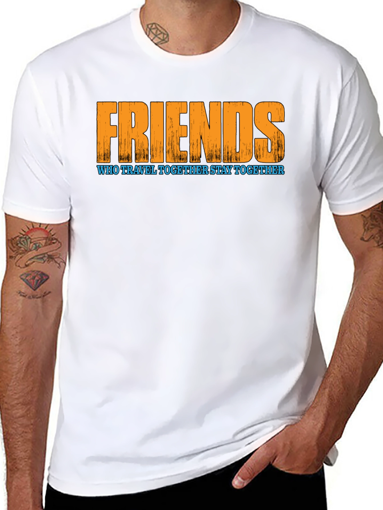 Friends Travel Together T-Shirt - Black Graphic Tee