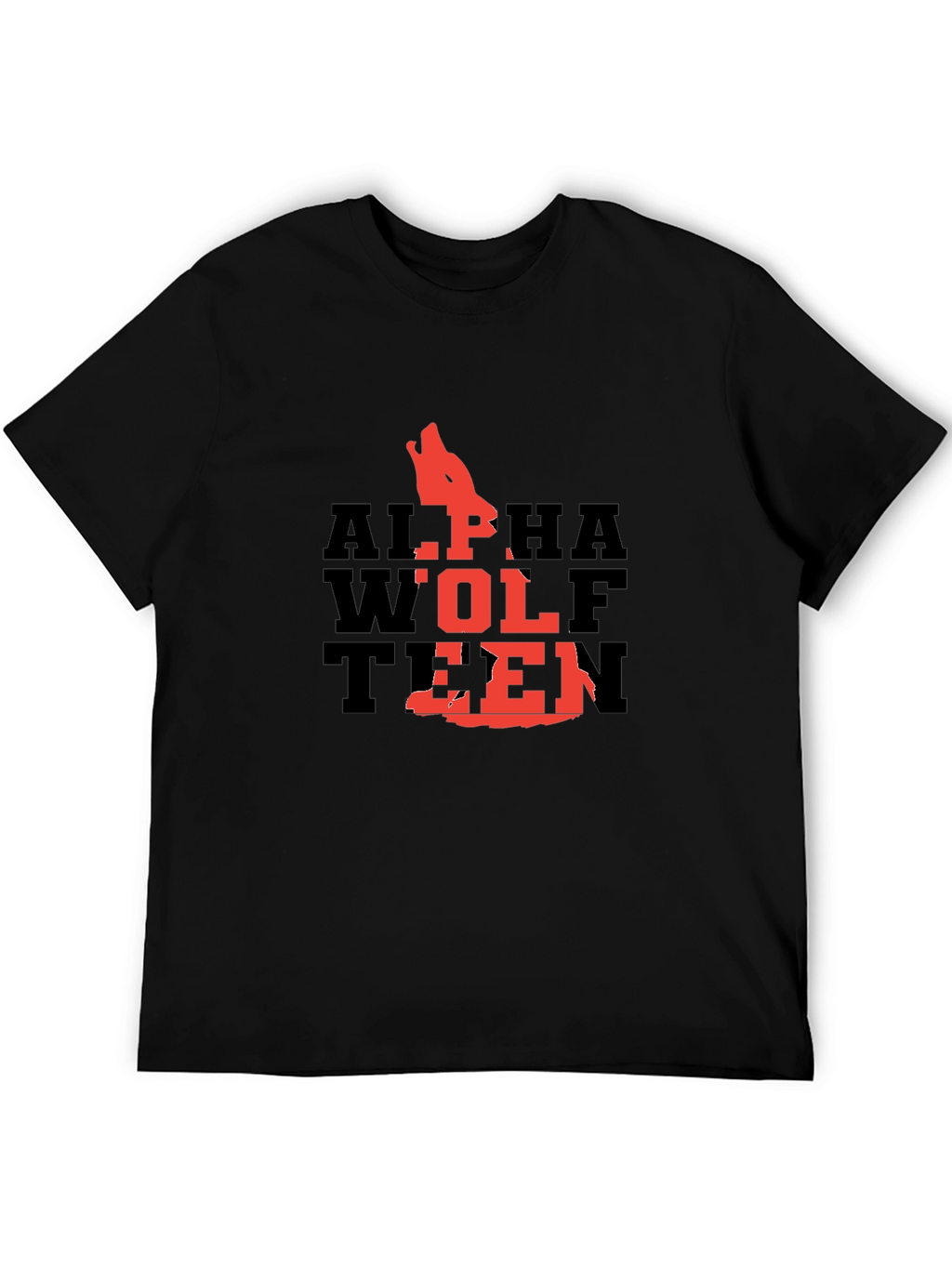 Alpha Wolf Teen Graphic T-Shirt - Black