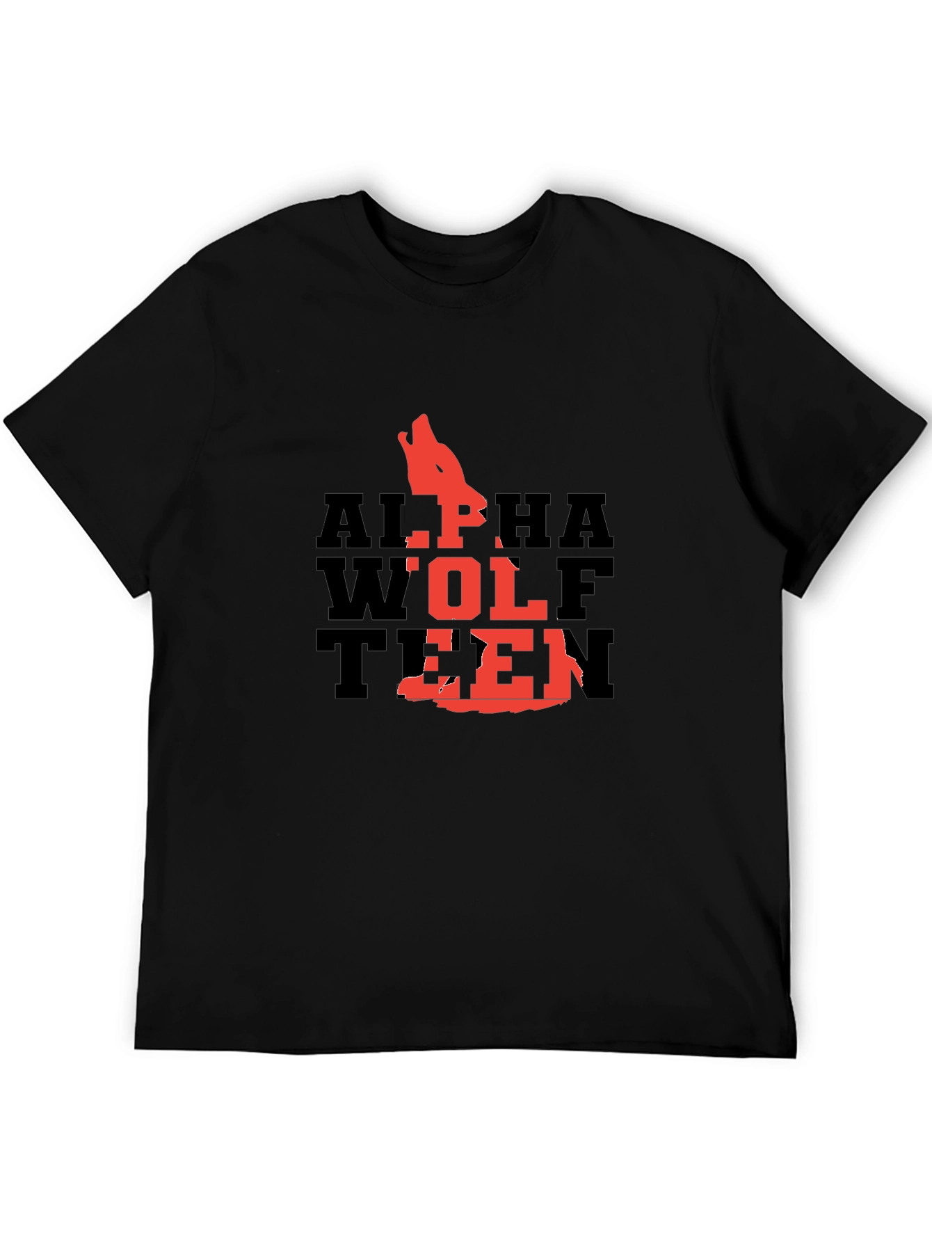 Alpha Wolf Teen Graphic T-Shirt - Black