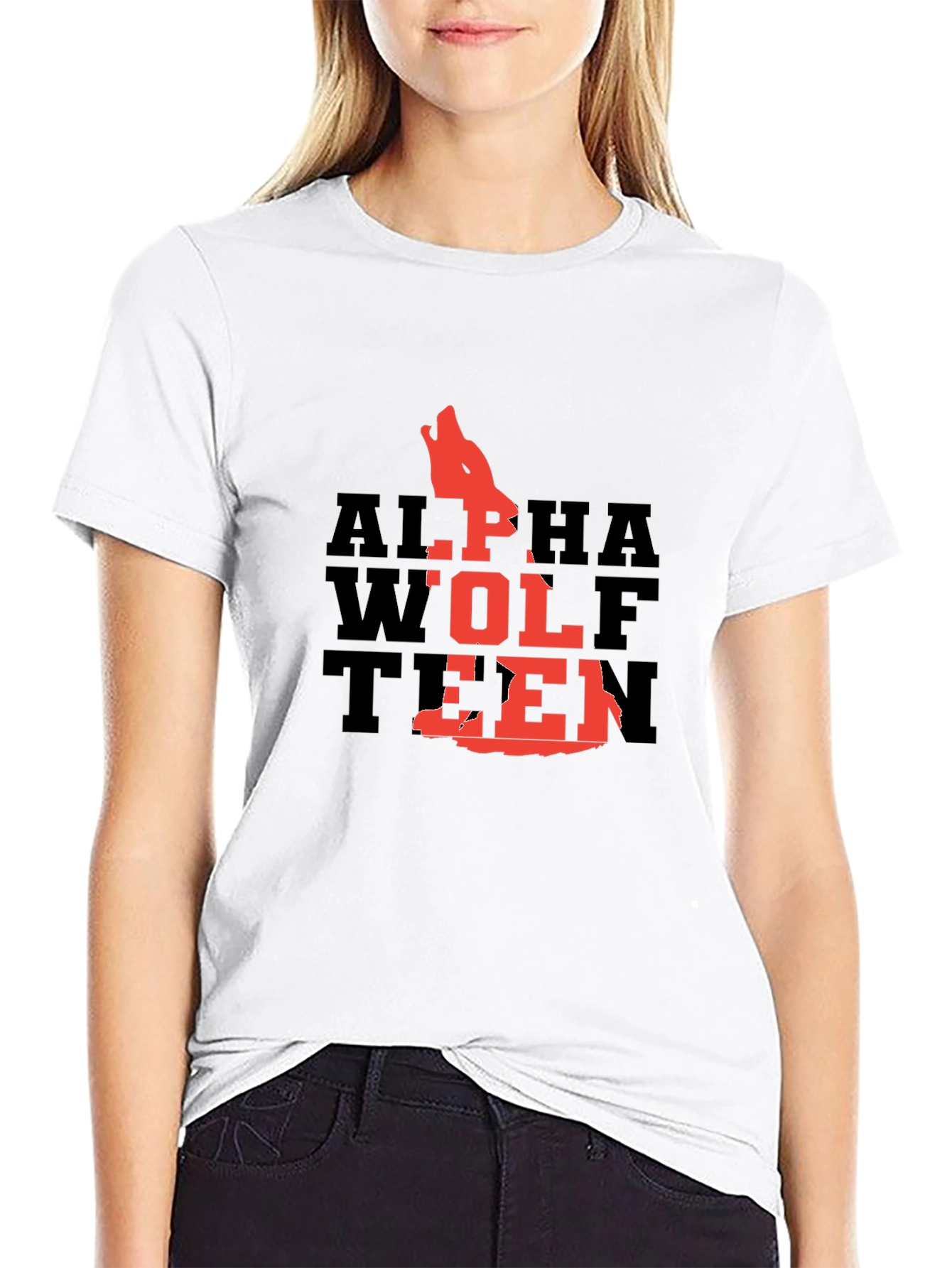 Alpha Wolf Teen Graphic T-Shirt - Black
