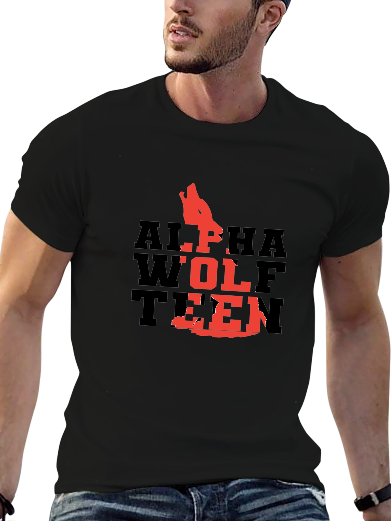 Alpha Wolf Teen Graphic T-Shirt - Black