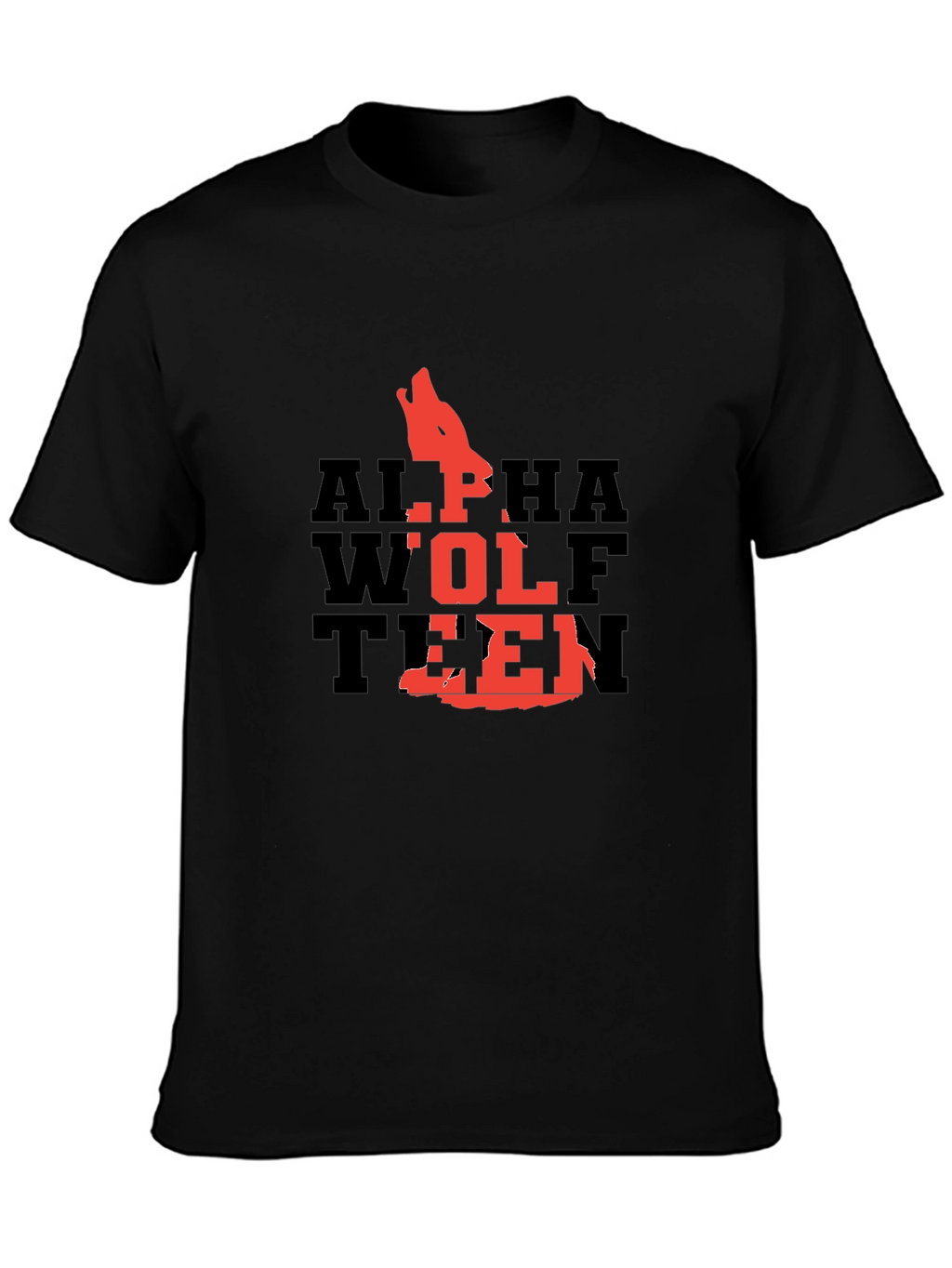 Alpha Wolf Teen Graphic T-Shirt - Black