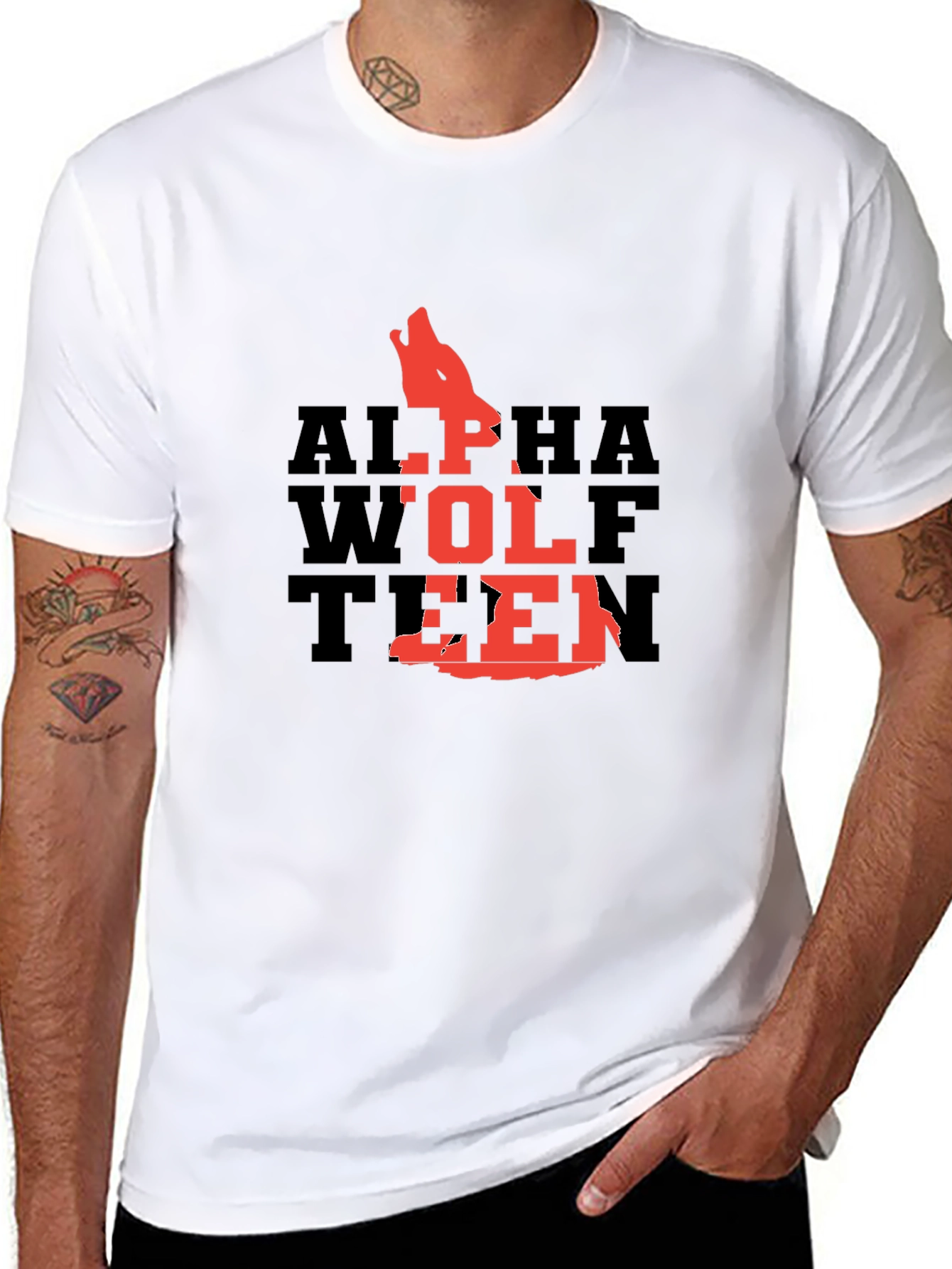 Alpha Wolf Teen Graphic T-Shirt - Black