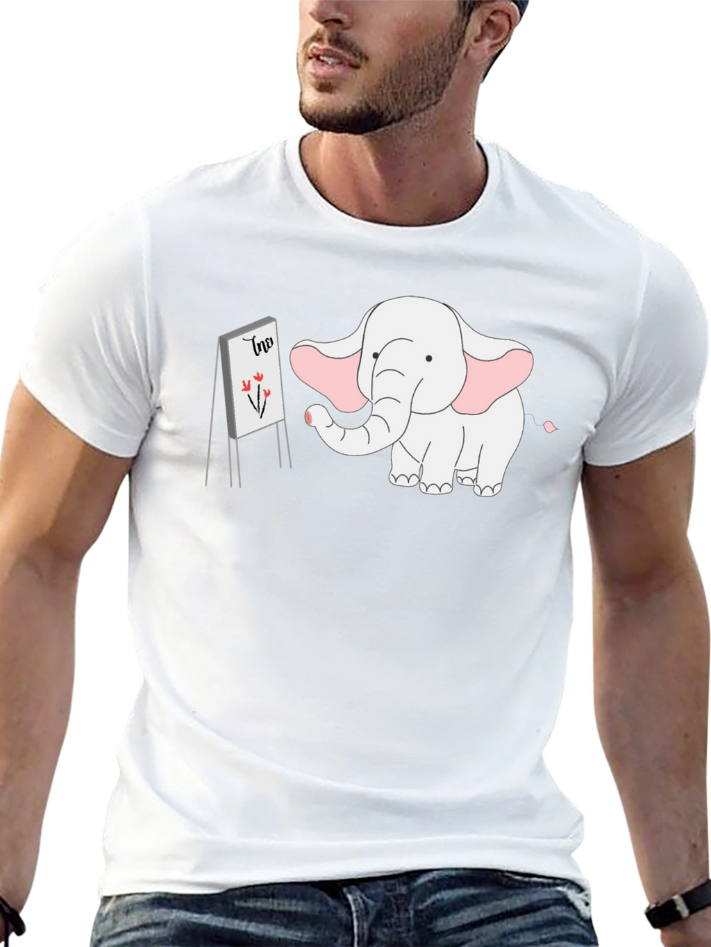 Elephant Artist Graphic Tee - Cute Cartoon Design