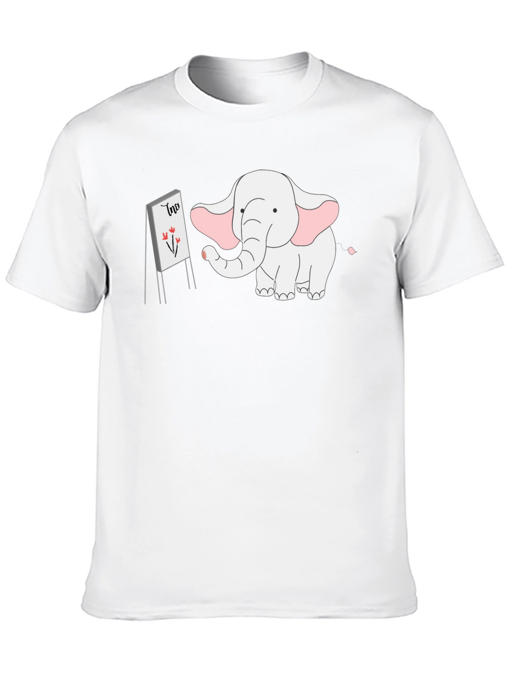 Elephant Artist Graphic Tee - Cute Cartoon Design
