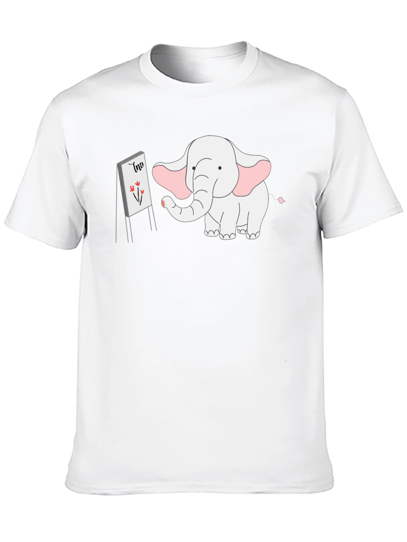 Elephant Artist Graphic Tee - Cute Cartoon Design