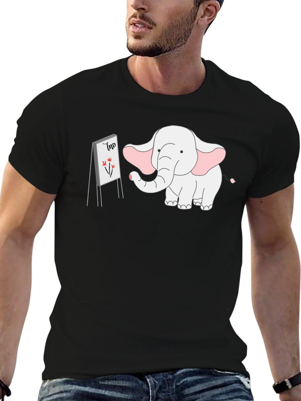 Elephant Artist Graphic Tee - Cute Cartoon Design