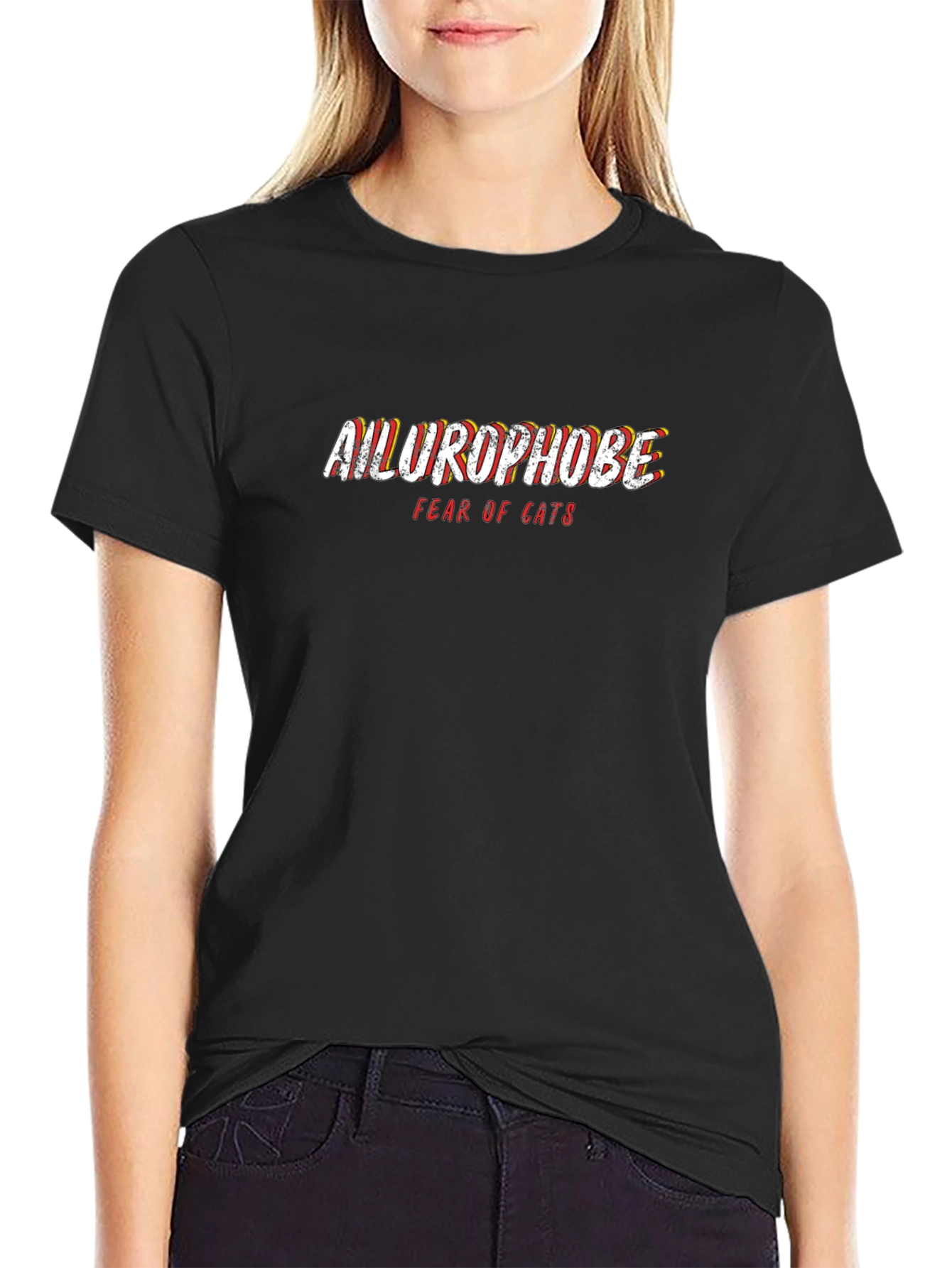 Ailurophobe Fear of Cats Graphic Tee - Black