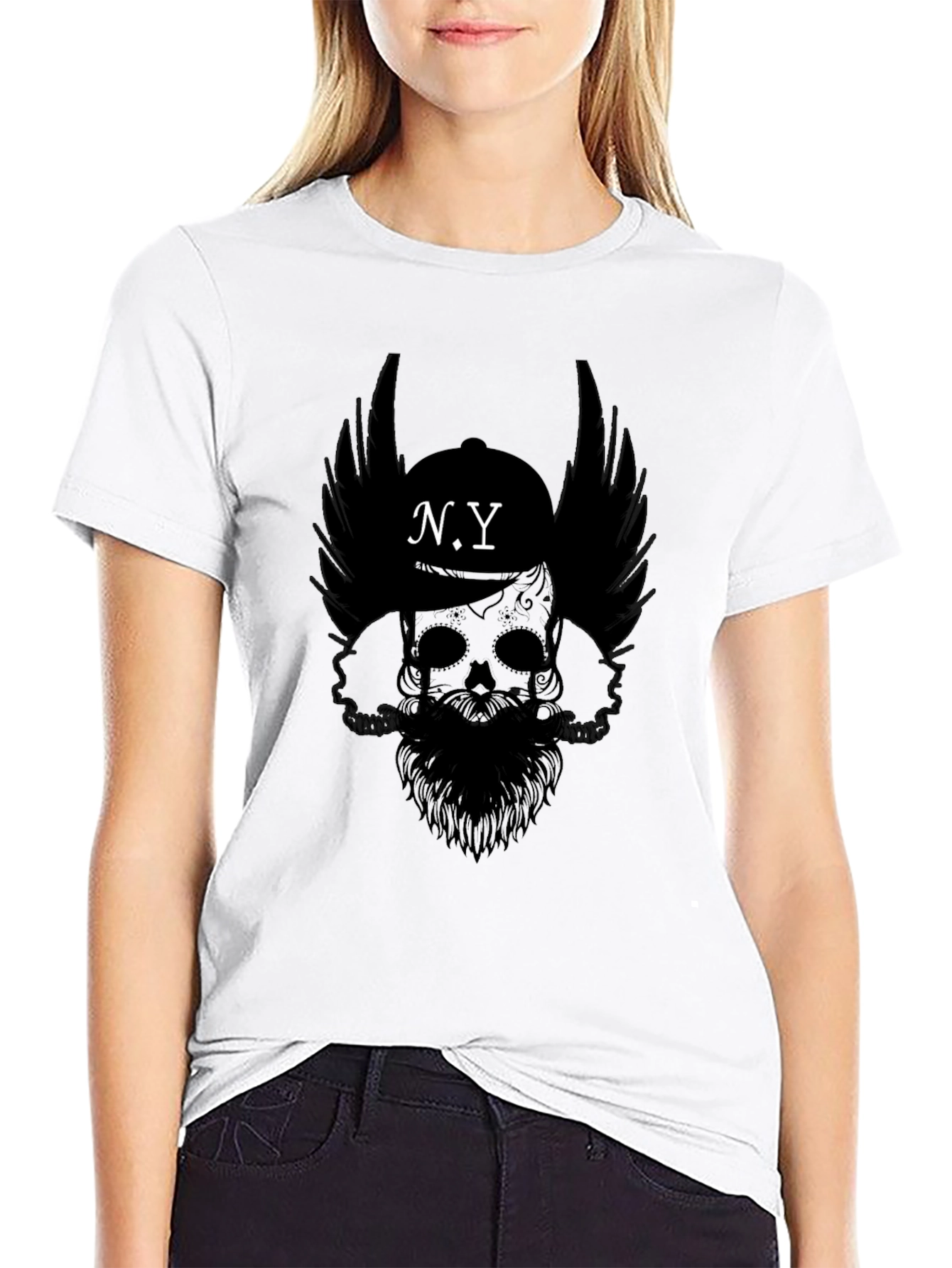 N.Y. Skull Graphic Black T-Shirt