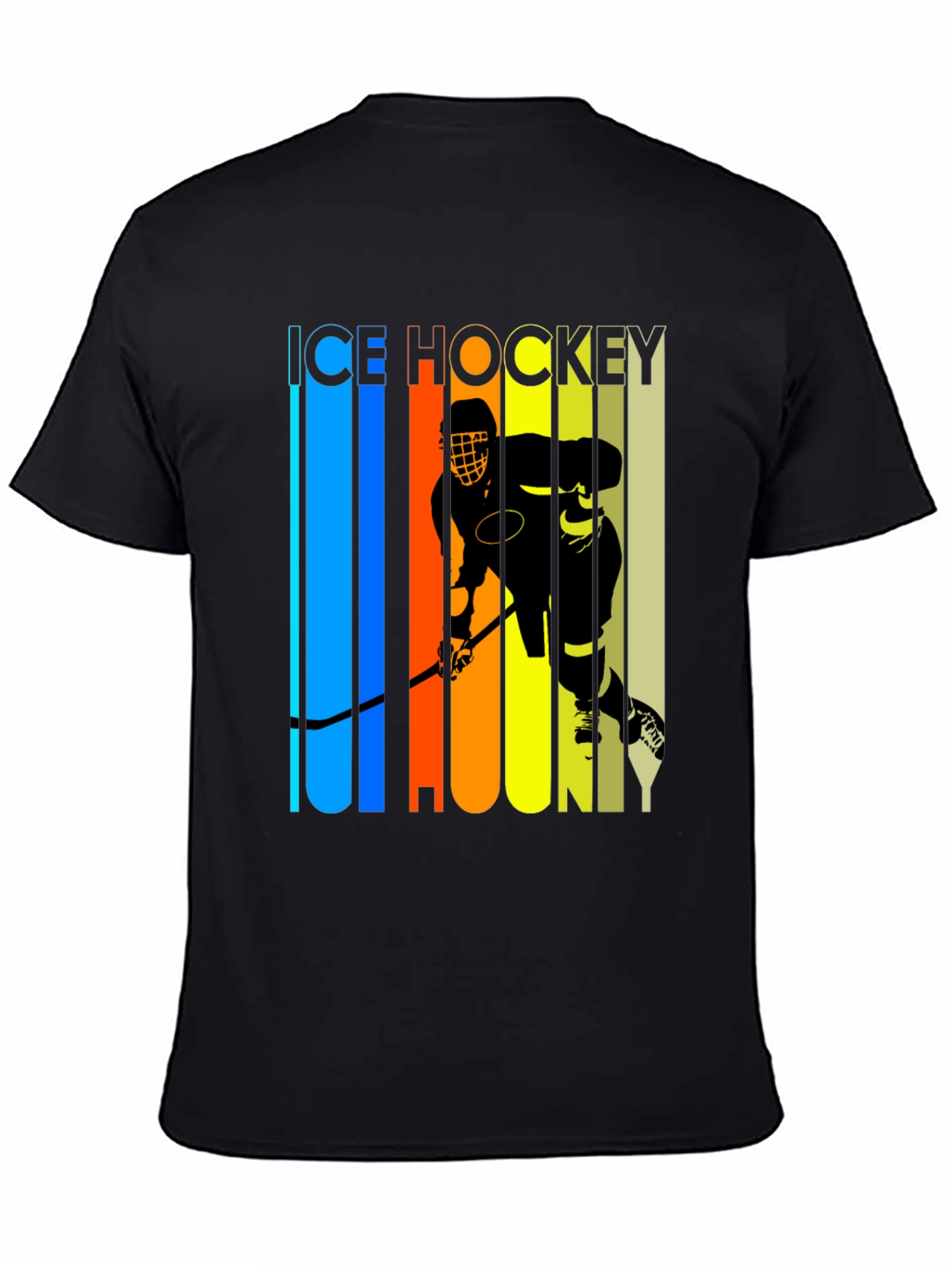Ice Hockey Graphic Tee - Retro Style Black T-Shirt
