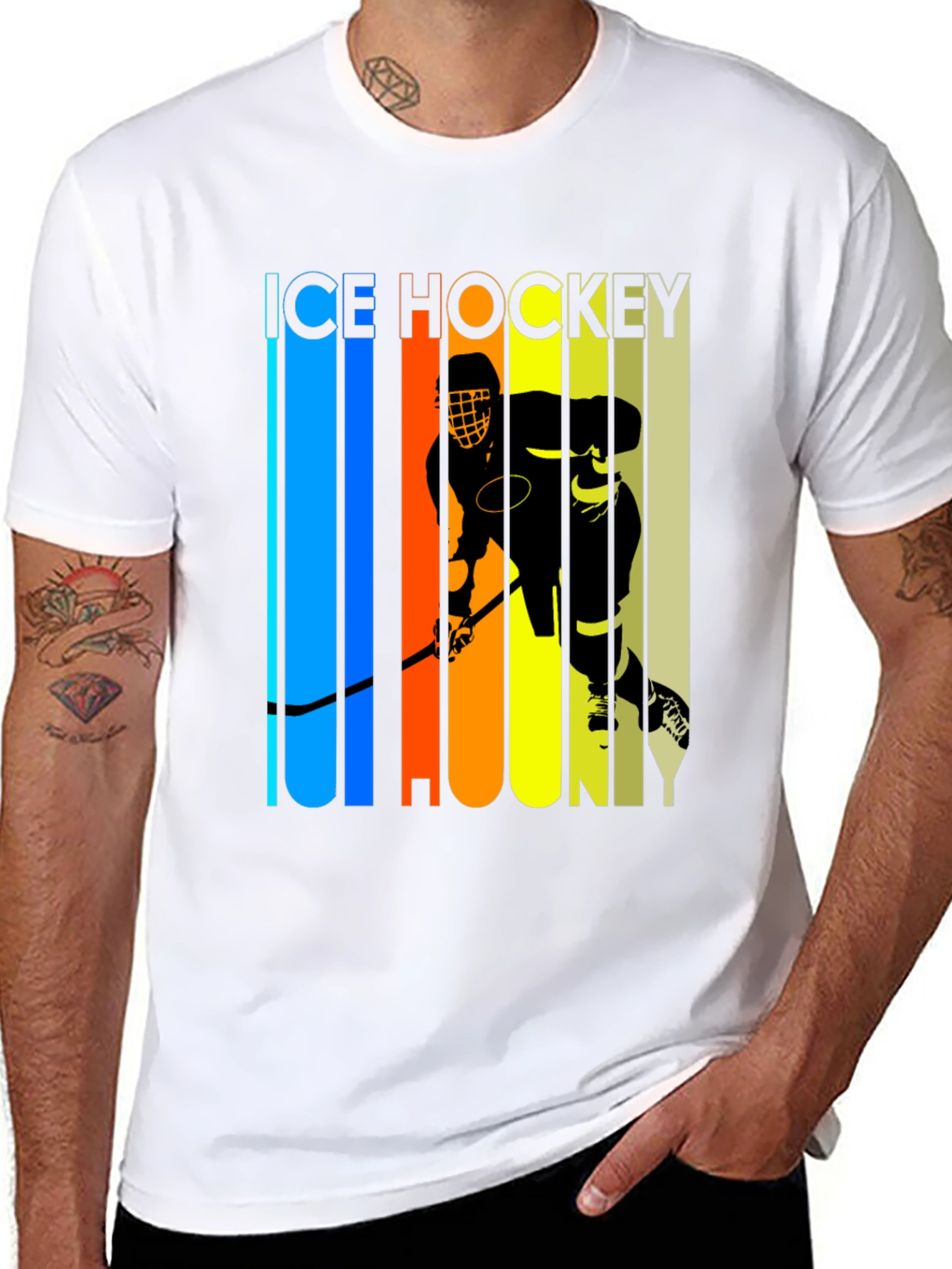 Ice Hockey Graphic Tee - Retro Style Black T-Shirt