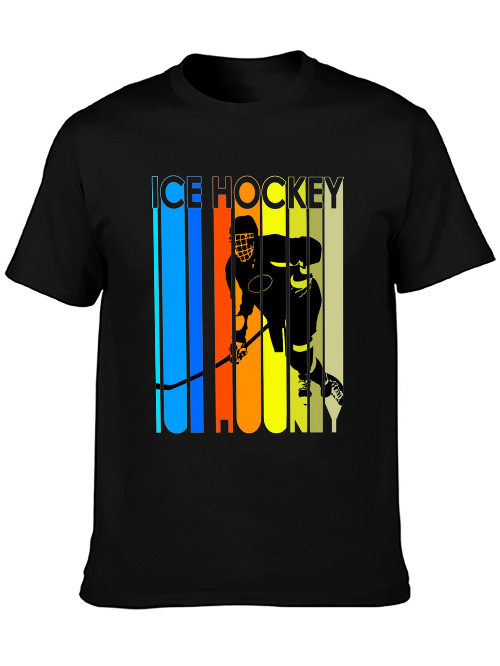 Ice Hockey Graphic Tee - Retro Style Black T-Shirt