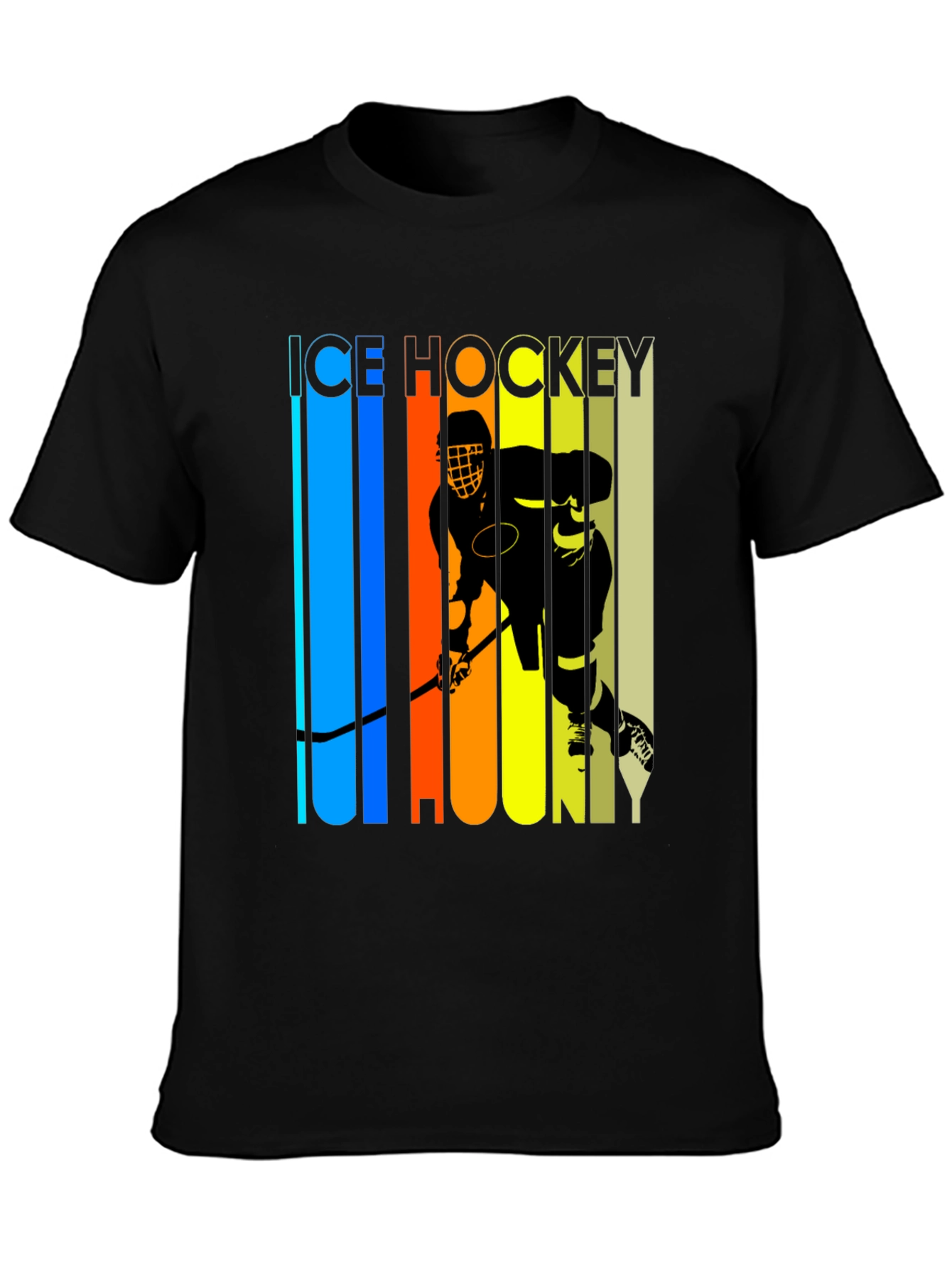 Ice Hockey Graphic Tee - Retro Style Black T-Shirt