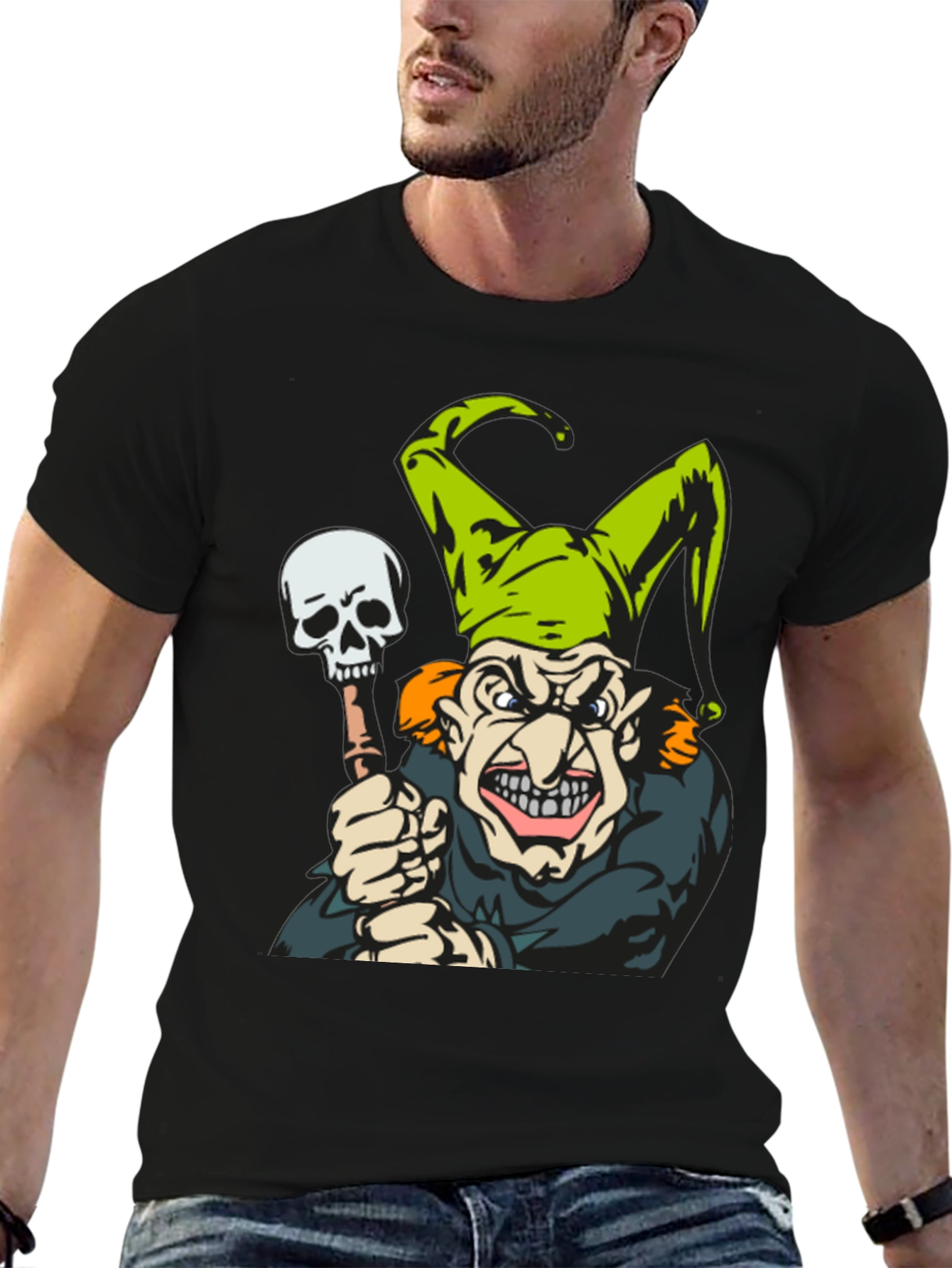 Jester Skull T-Shirt - Mens Black Graphic Tee