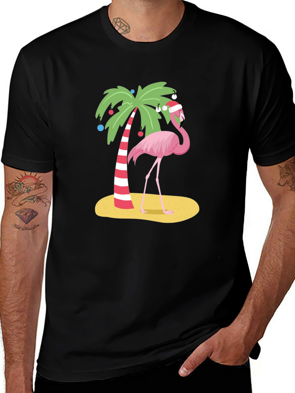 Festive Flamingo Tee - Christmas Holiday Apparel