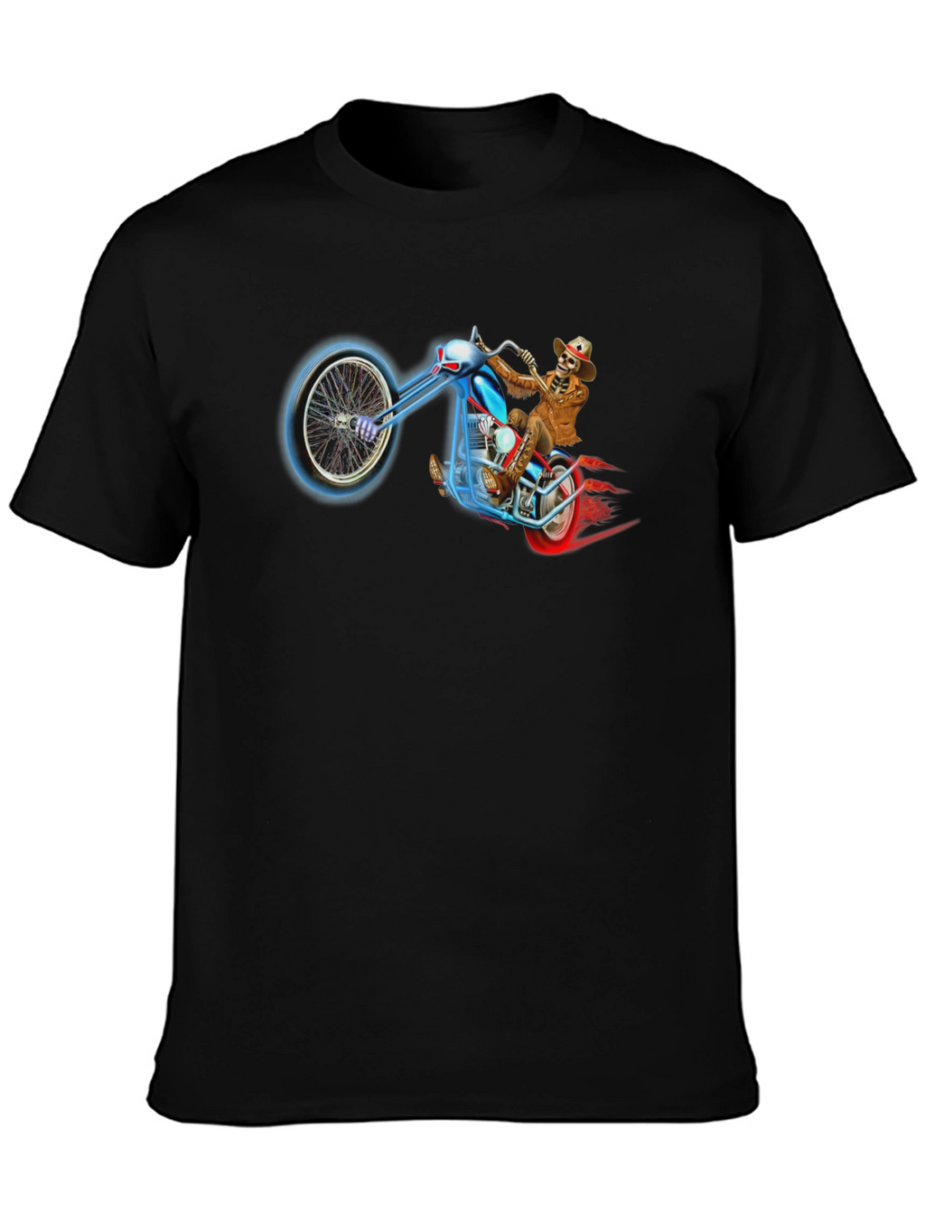 Skeleton Biker T-Shirt - Black Motorcycle Rider Tee
