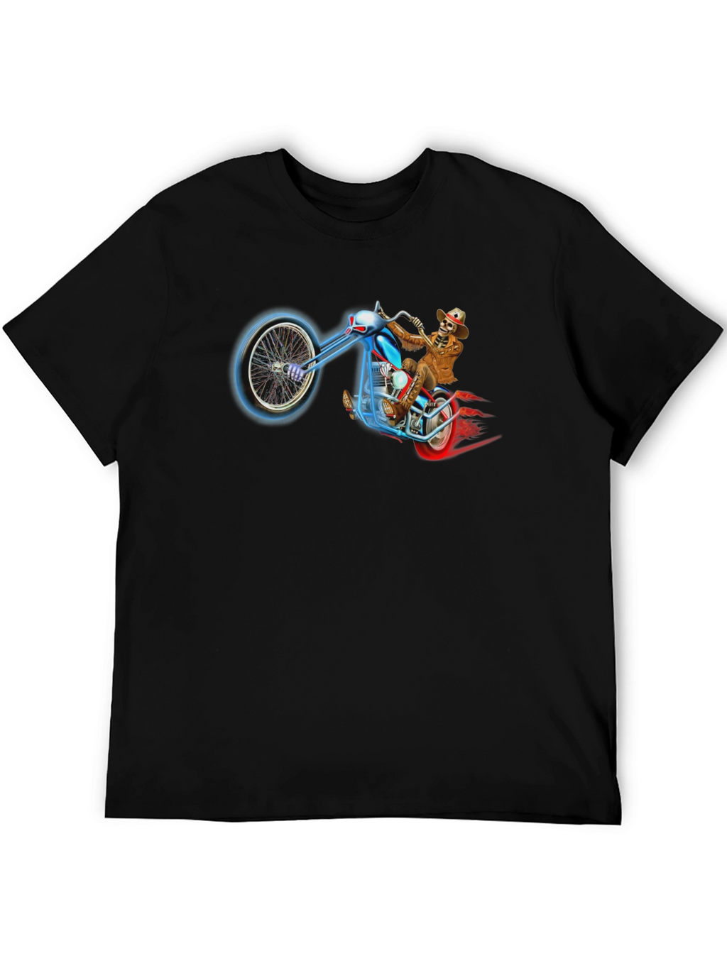 Skeleton Biker T-Shirt - Black Motorcycle Rider Tee