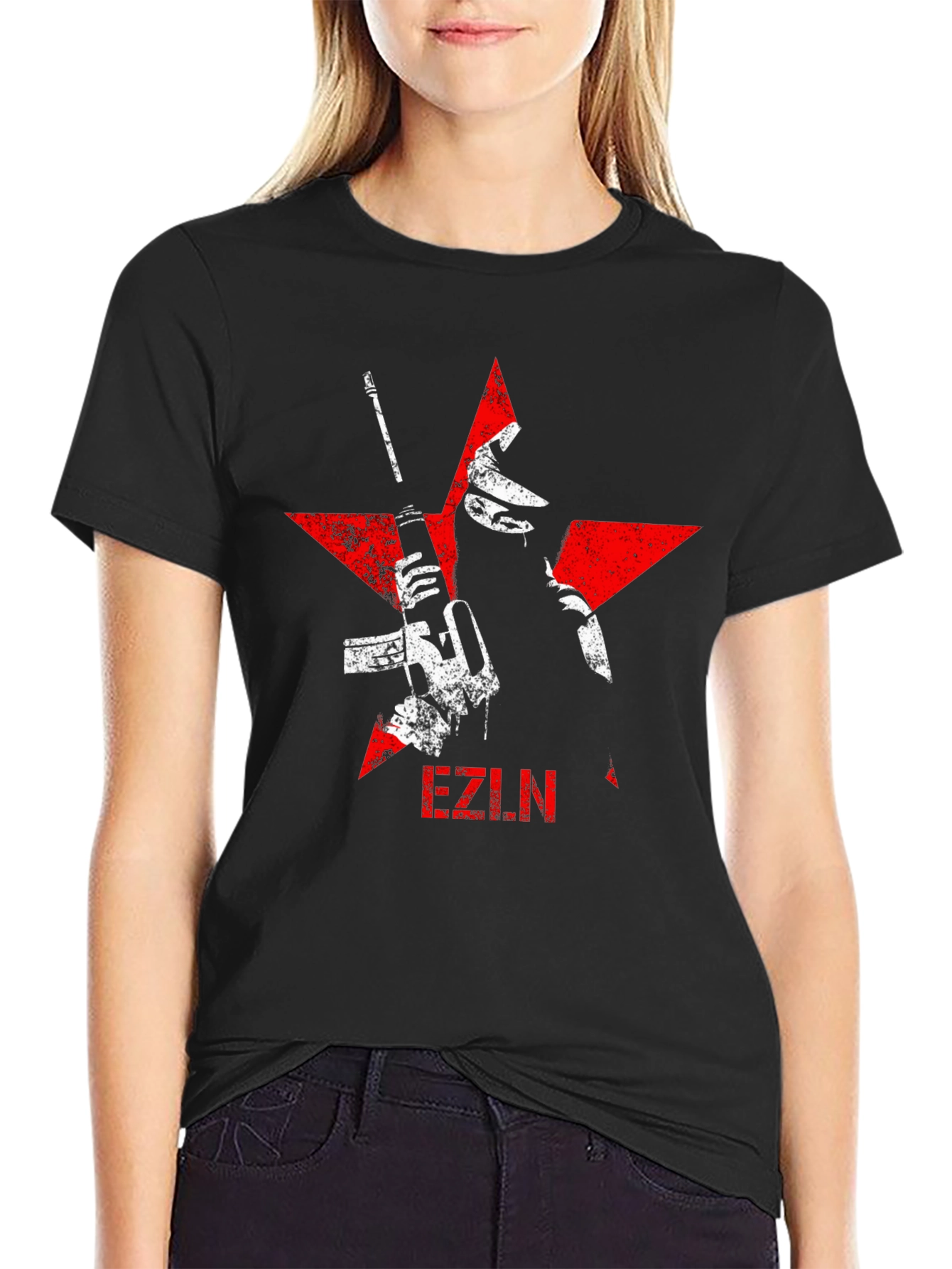 EZLN Graphic Tee - Red Star Black T-Shirt