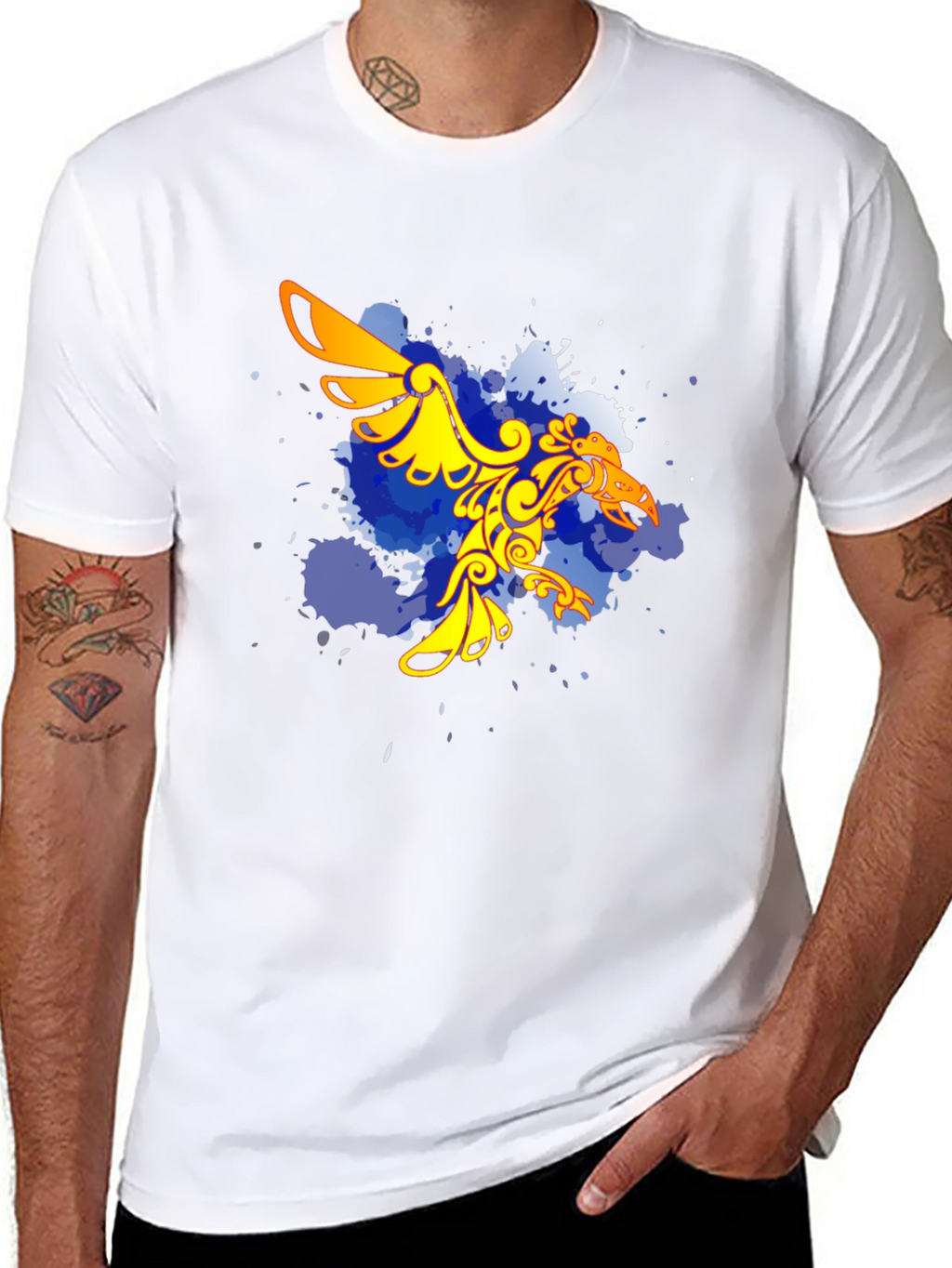 Stylish Black T-Shirt with Unique Bird Design