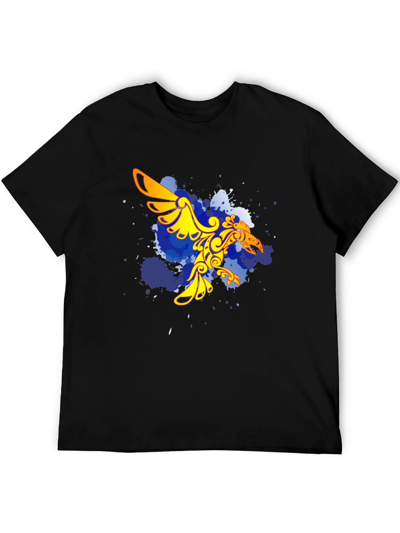 Stylish Black T-Shirt with Unique Bird Design