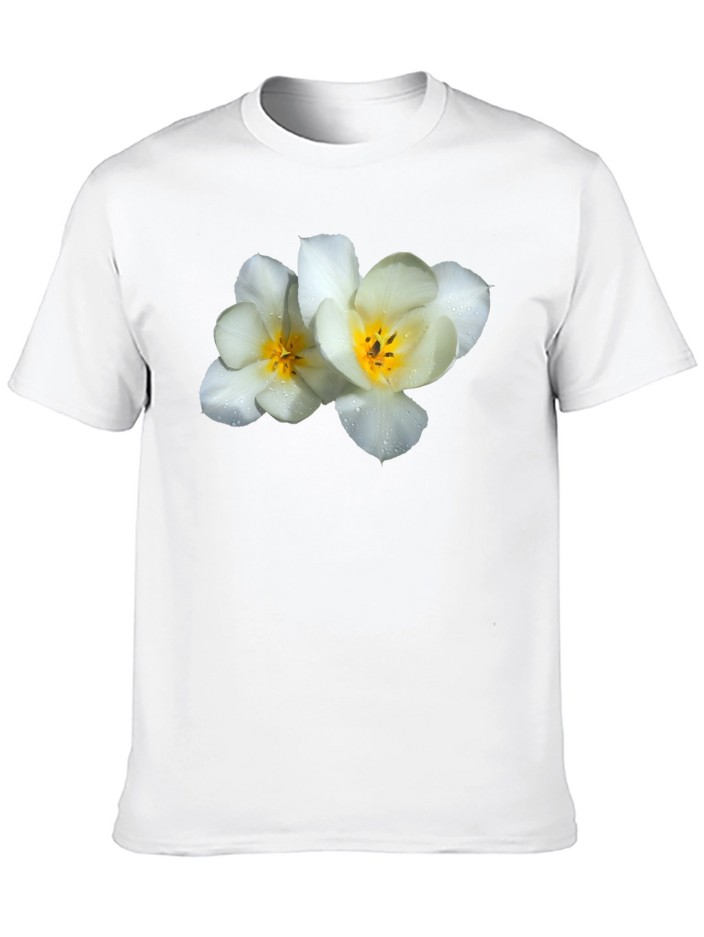 Floral Graphic Tee - White Flowers on Black