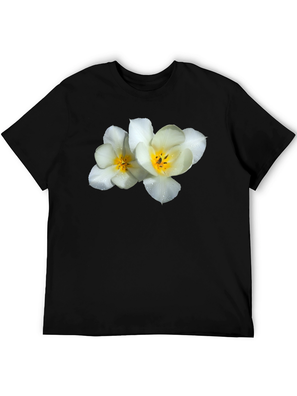Floral Graphic Tee - White Flowers on Black
