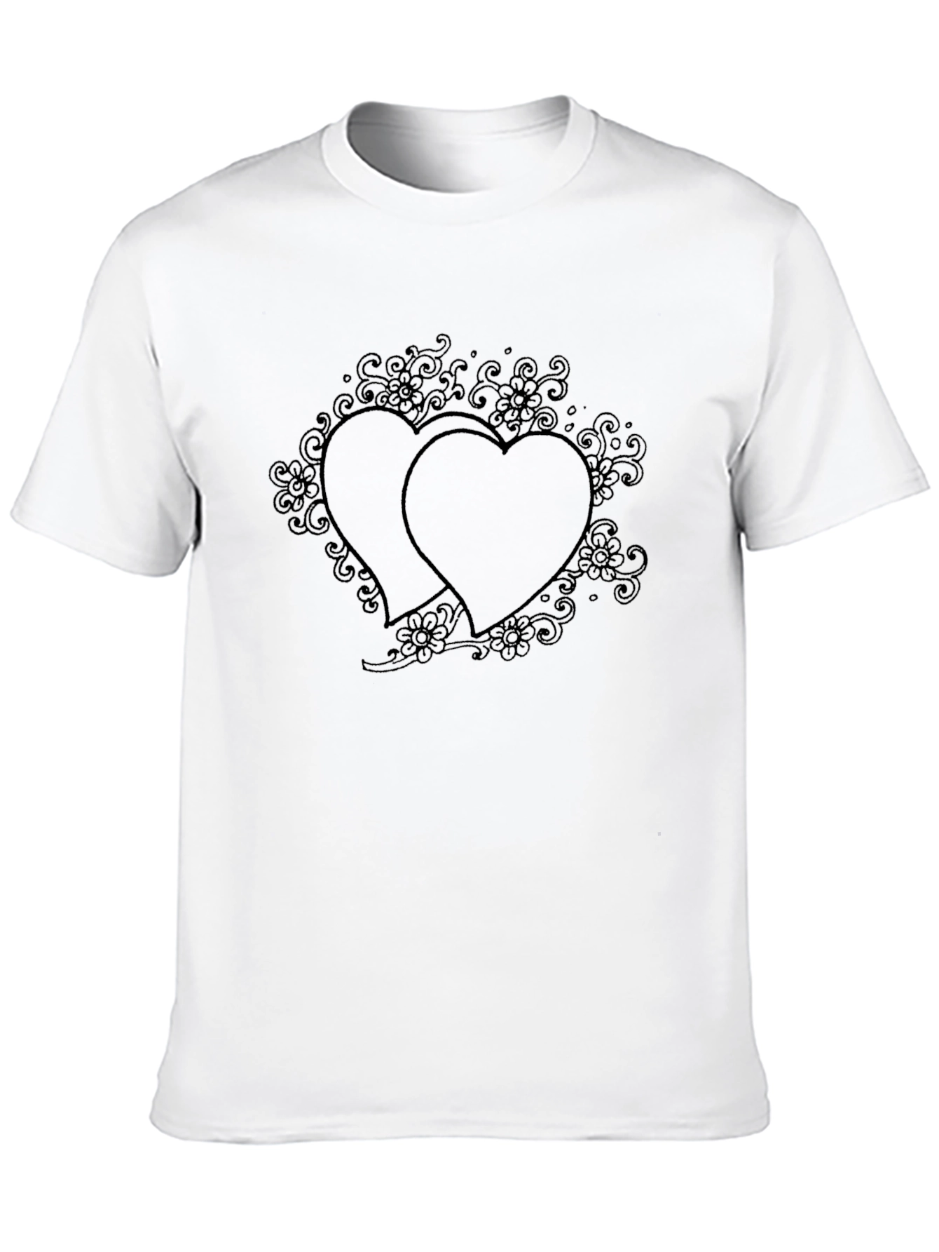 Romantic Hearts Graphic Black T-Shirt