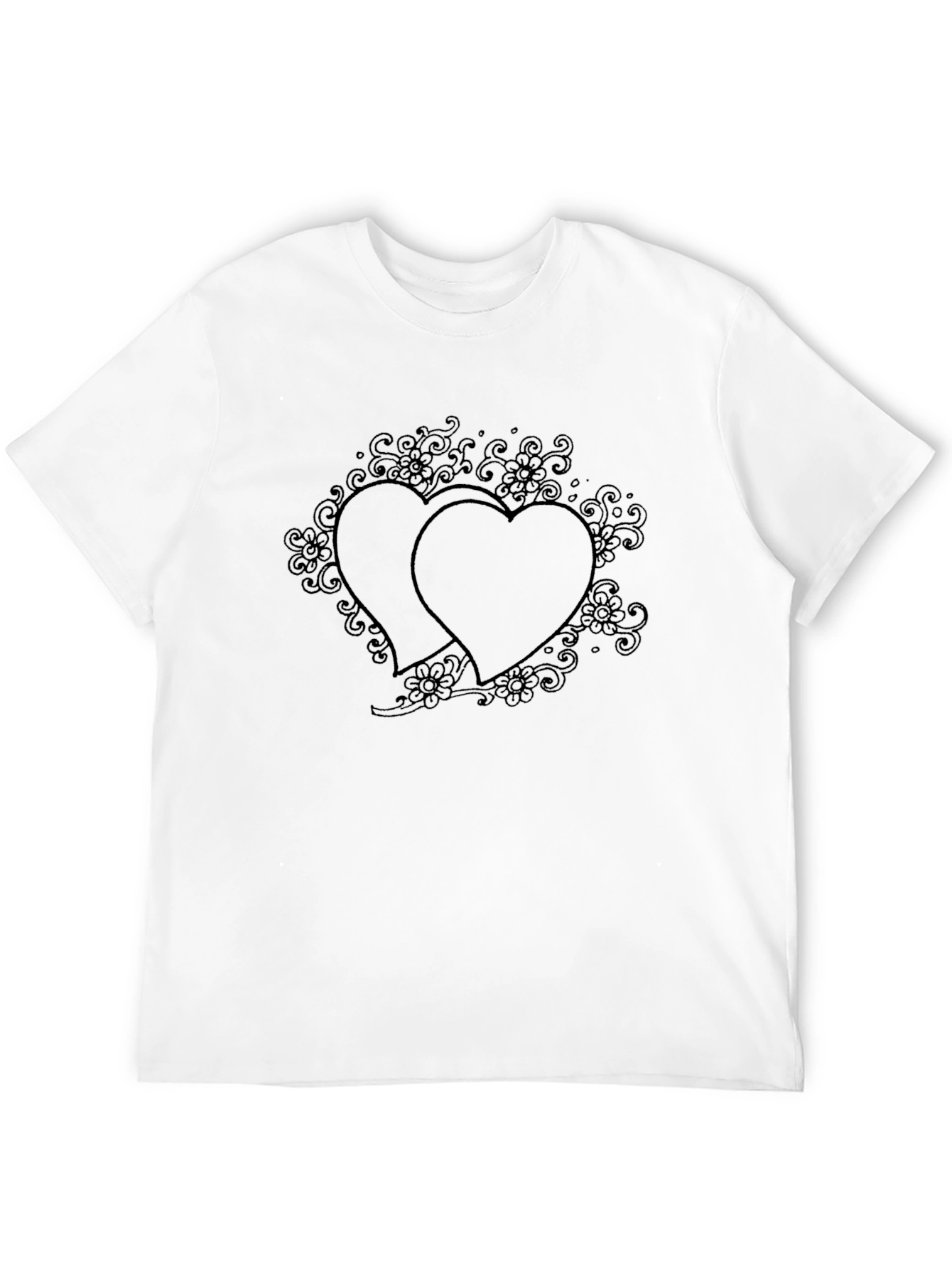 Romantic Hearts Graphic Black T-Shirt