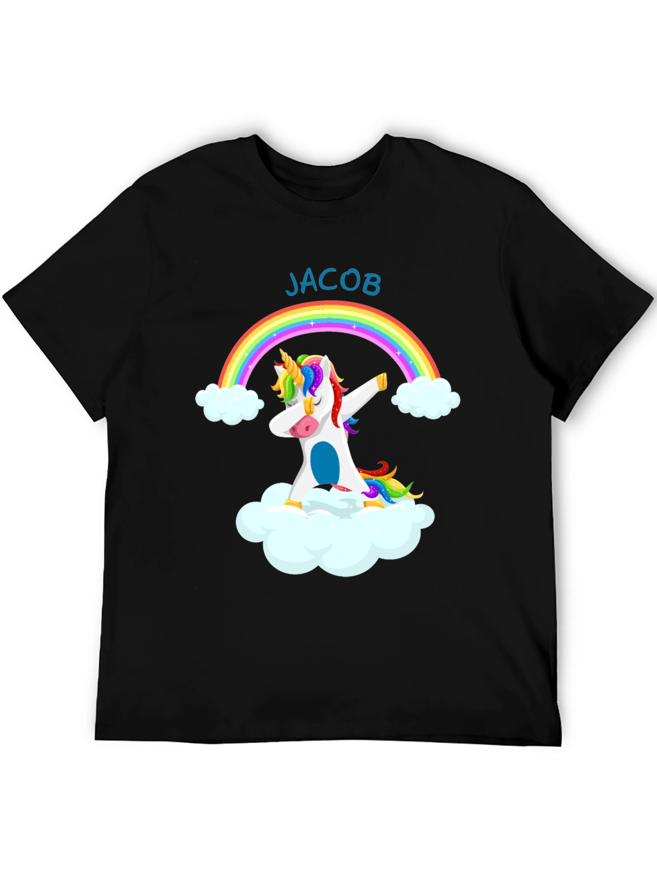 Unicorn Dabbing Rainbow T-Shirt-Jacob Custom Name Tee