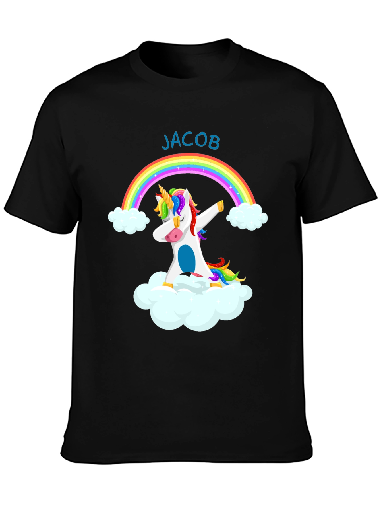 Unicorn Dabbing Rainbow T-Shirt-Jacob Custom Name Tee