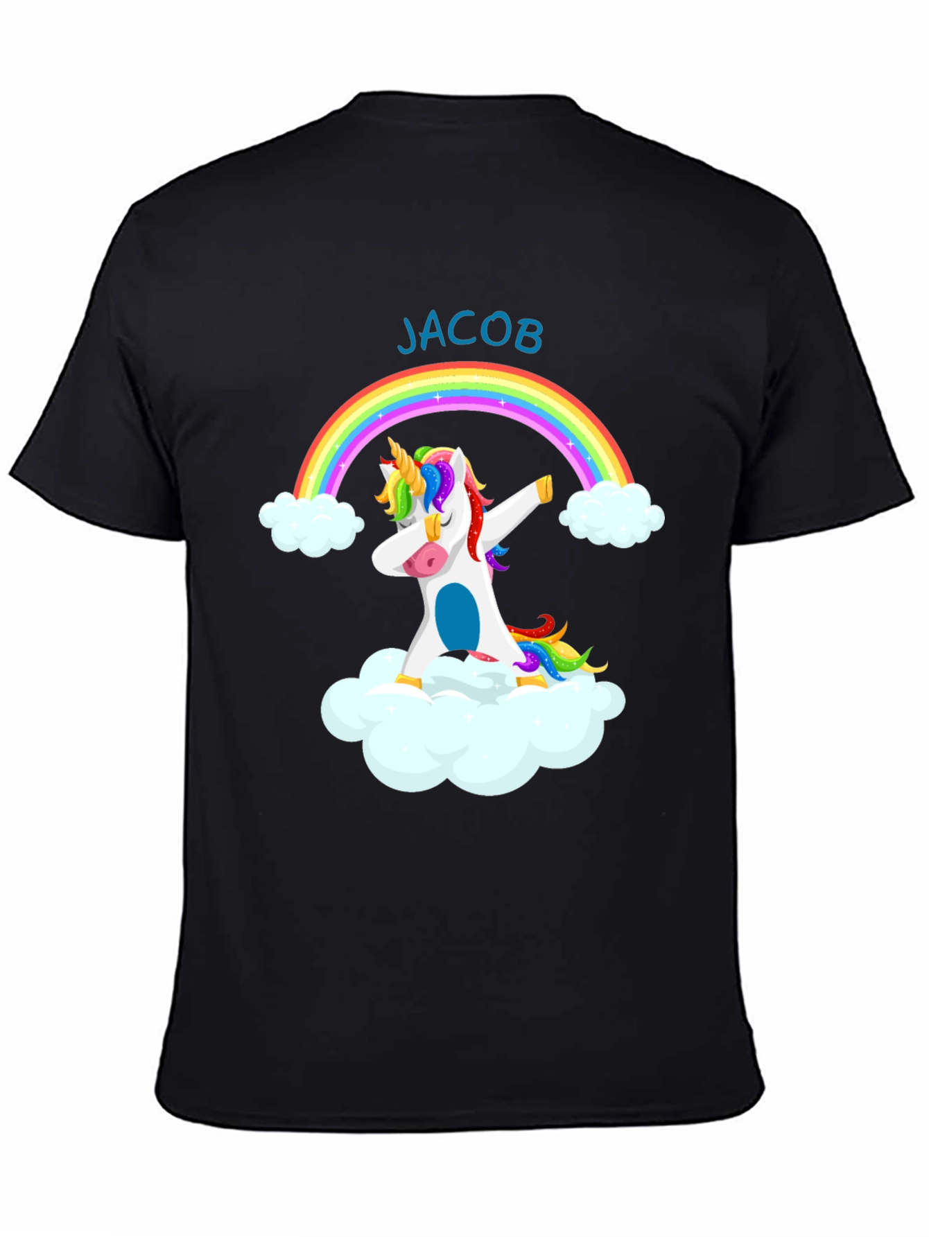 Unicorn Dabbing Rainbow T-Shirt-Jacob Custom Name Tee