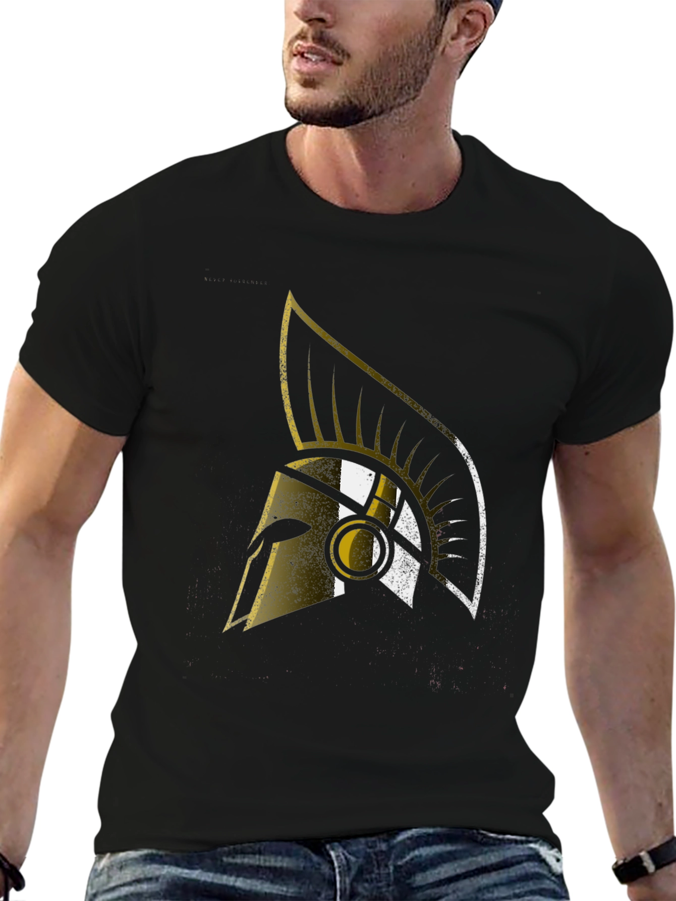 Spartan Helmet Graphic T-Shirt - Black Cotton Tee