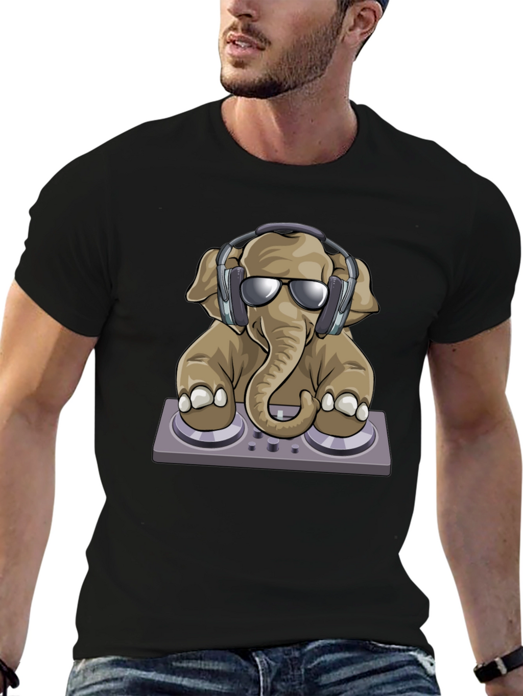 DJ Elephant Graphic T-Shirt - Cool Music Lover Tee
