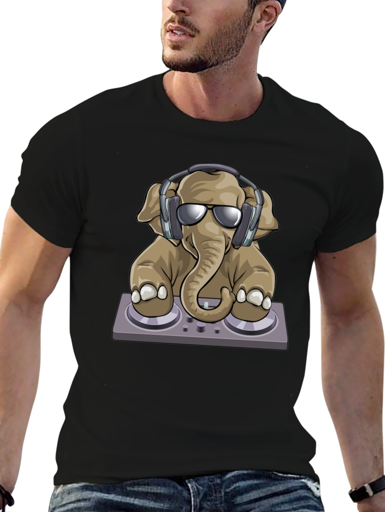 DJ Elephant Graphic T-Shirt - Cool Music Lover Tee