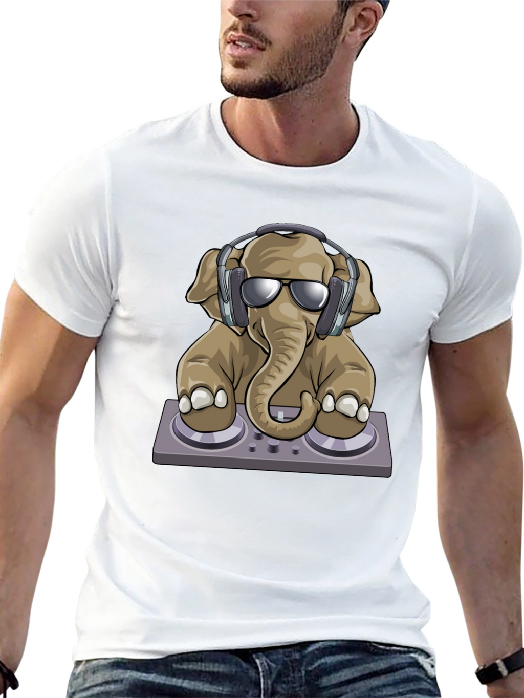 DJ Elephant Graphic T-Shirt - Cool Music Lover Tee