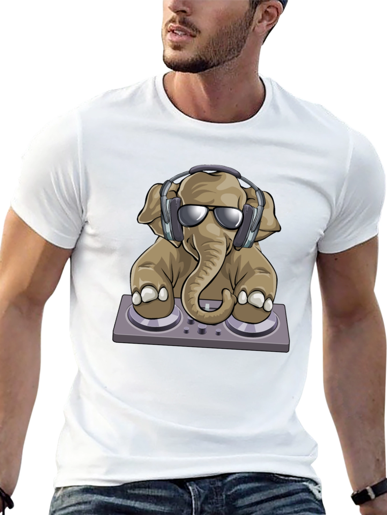 DJ Elephant Graphic T-Shirt - Cool Music Lover Tee
