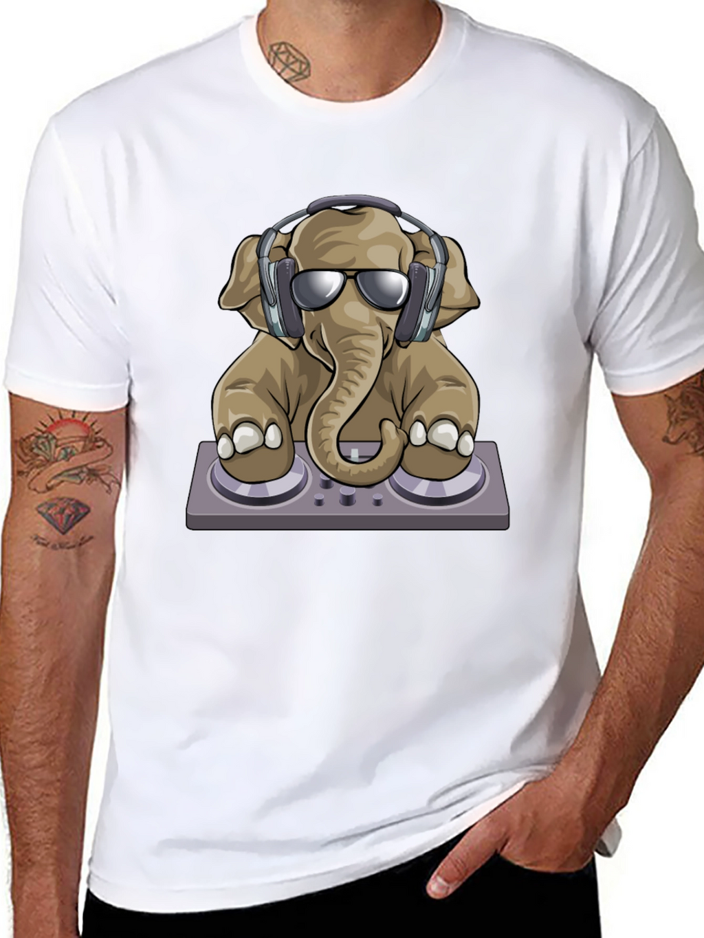 DJ Elephant Graphic T-Shirt - Cool Music Lover Tee