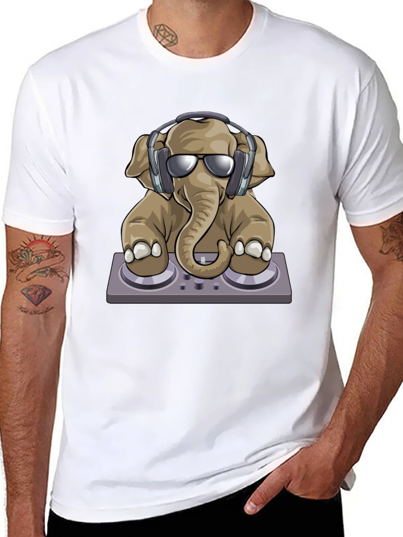 DJ Elephant Graphic T-Shirt - Cool Music Lover Tee