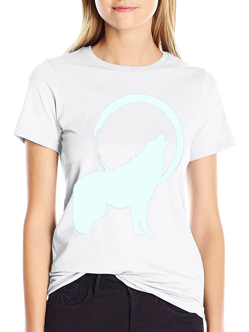 Wolf Howling at Moon Graphic Tee - Black