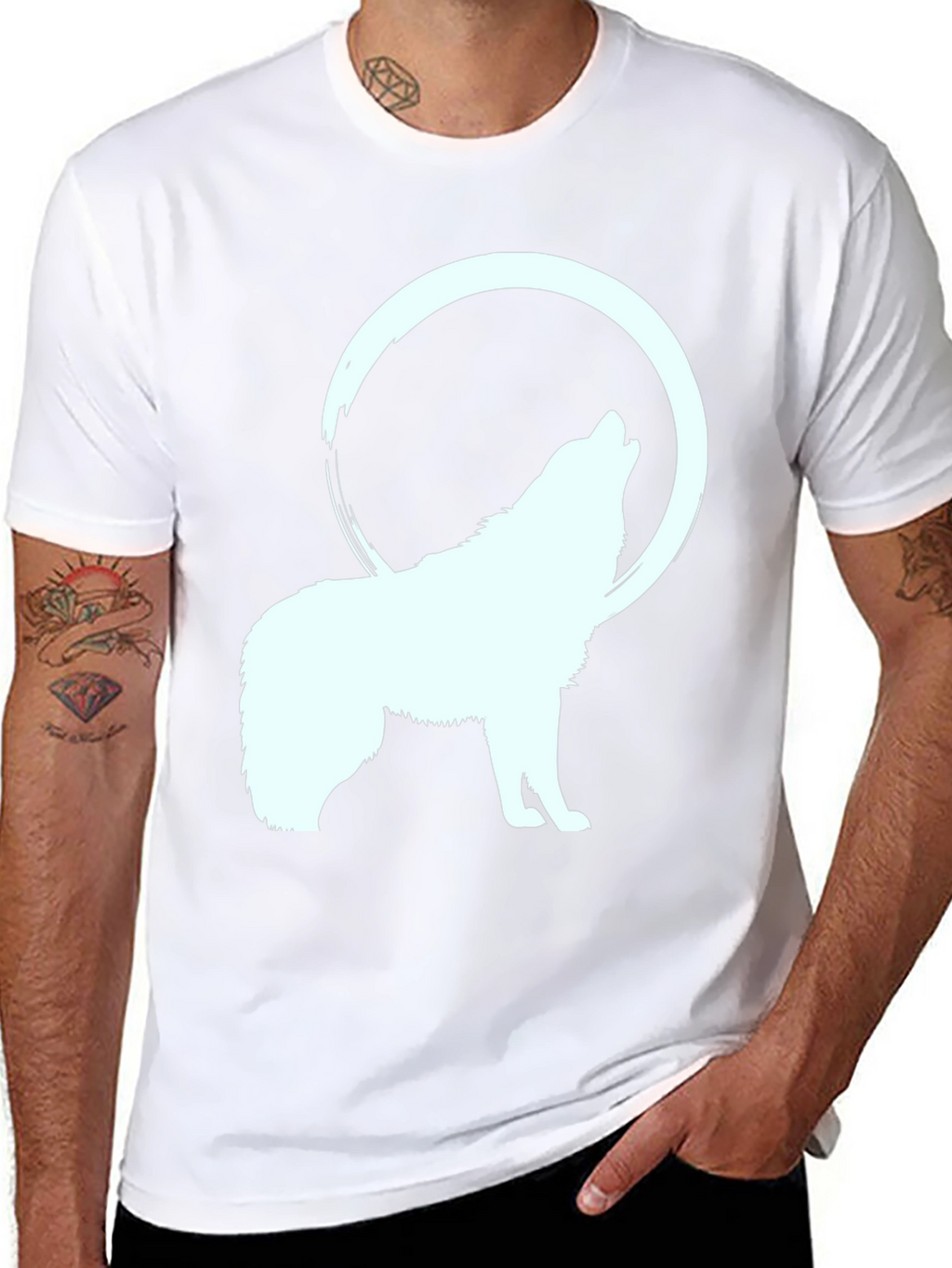 Wolf Howling at Moon Graphic Tee - Black