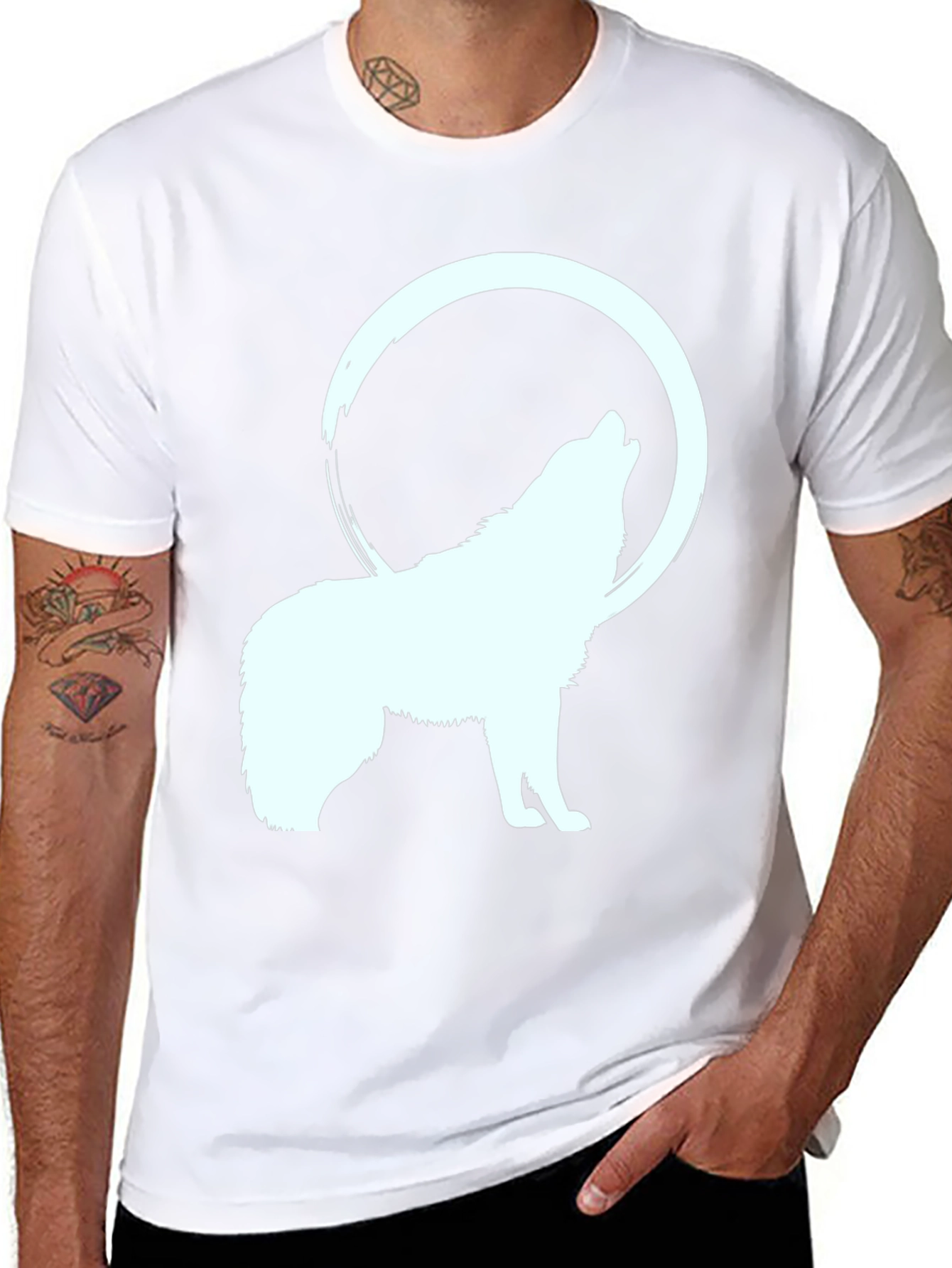 Wolf Howling at Moon Graphic Tee - Black
